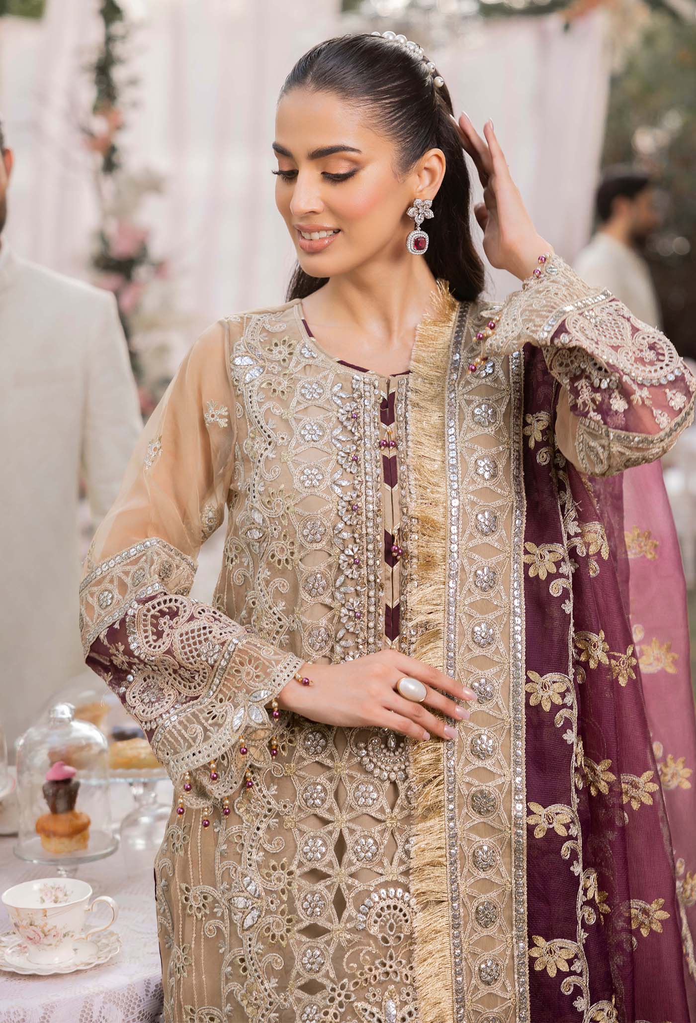 Rosa Blanca by Adan's Libas Embroidered Organza Suits Unstitched 3 Piece AL21RB D-07 Sweet Heart - Luxury Collection