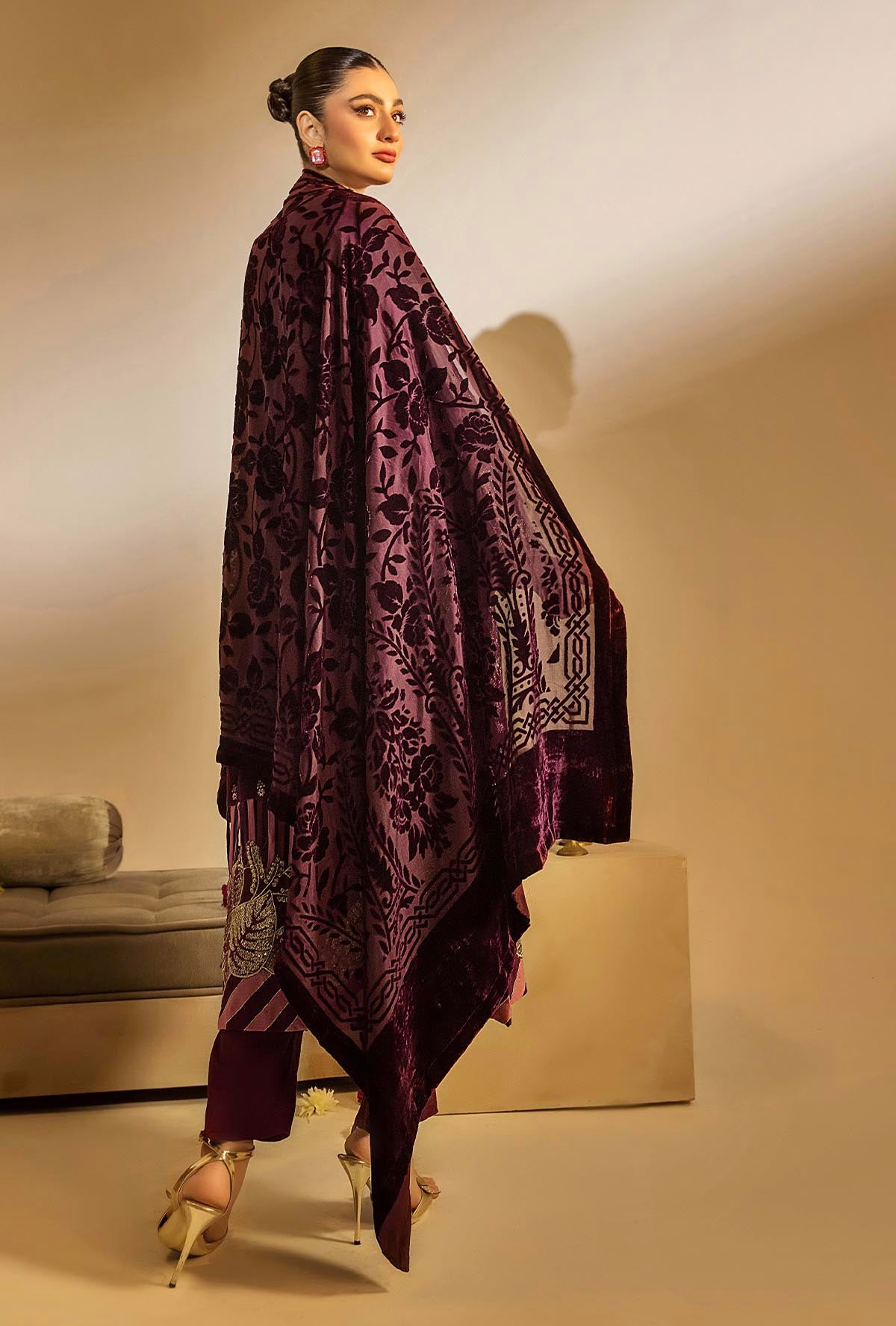 1 Piece – Embroidered Velvet