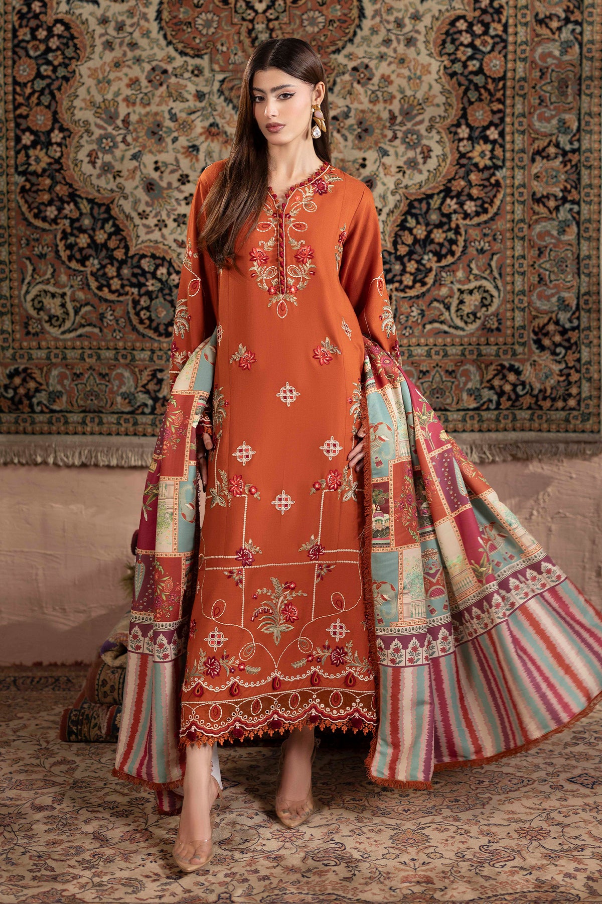 3 Piece – Embroidered Dhanak