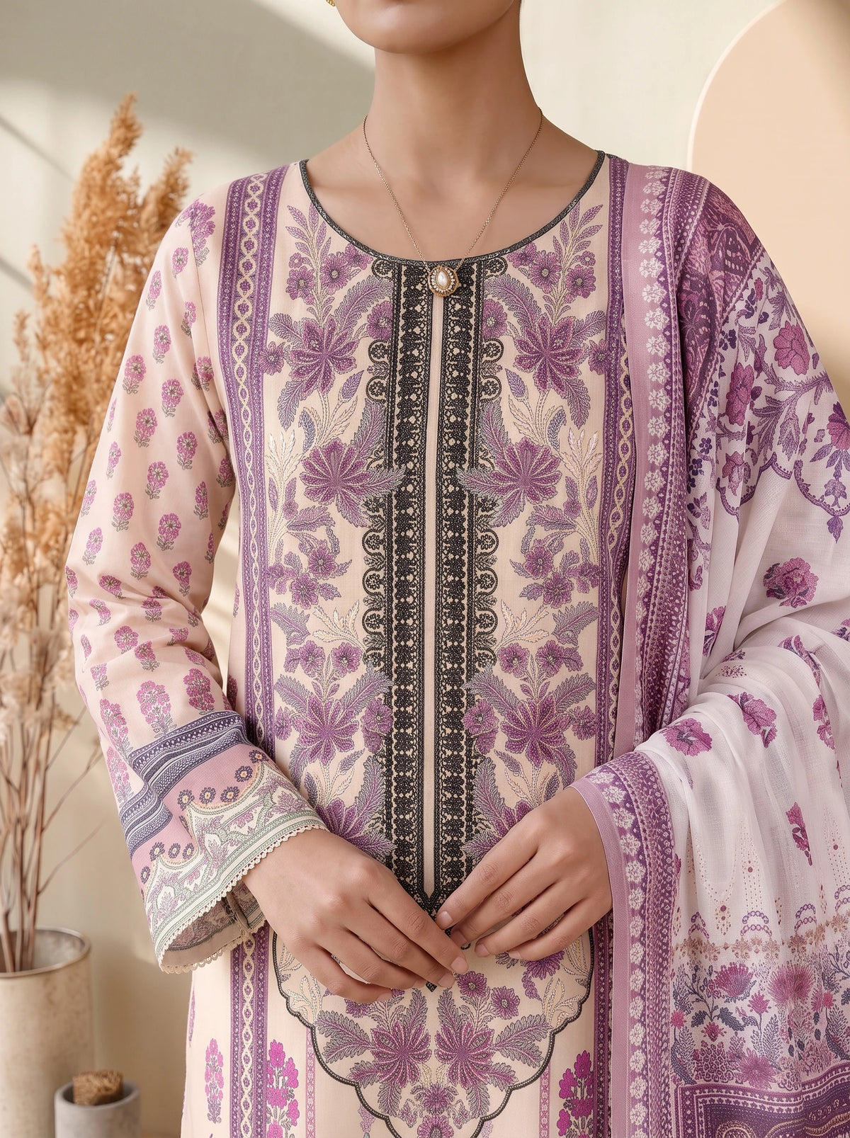3 Piece – Printed Lawn