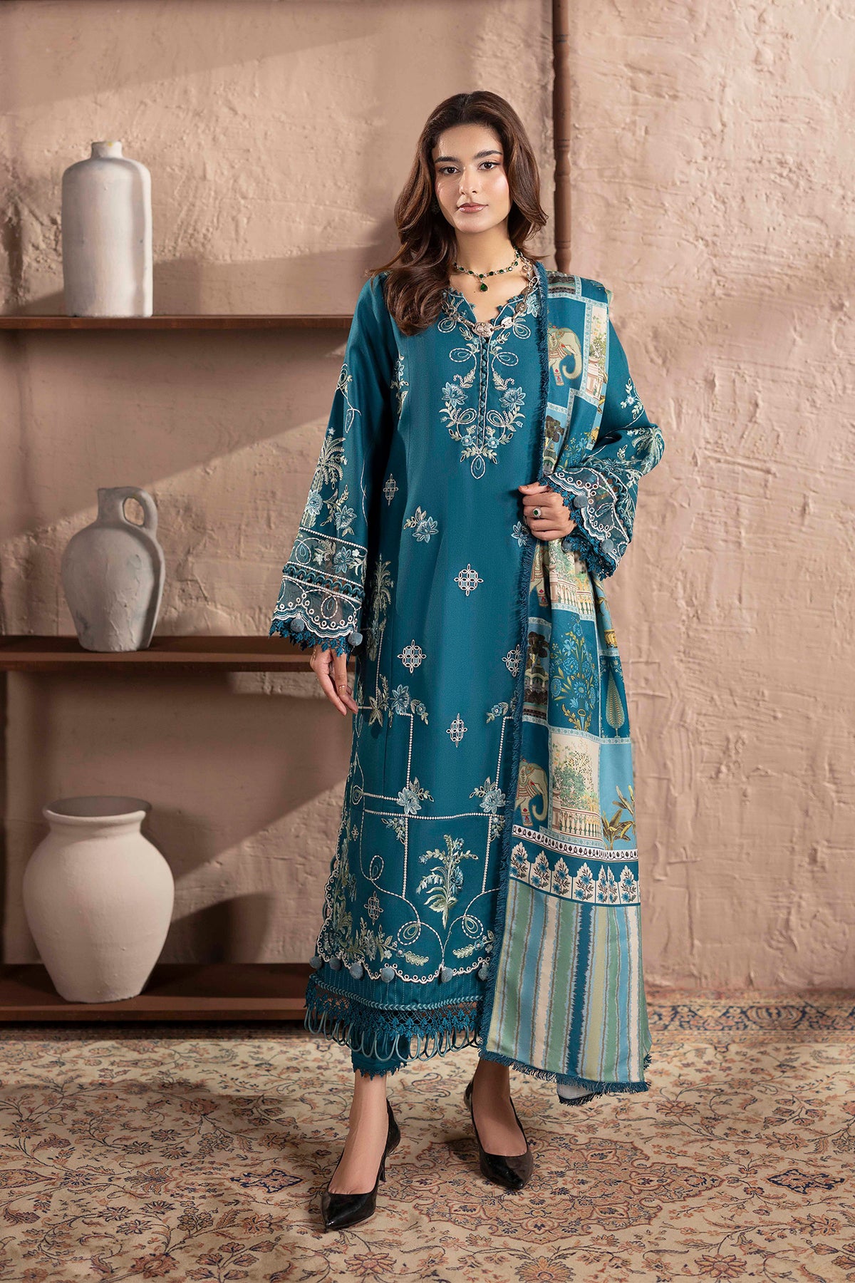 3 Piece – Embroidered Dhanak