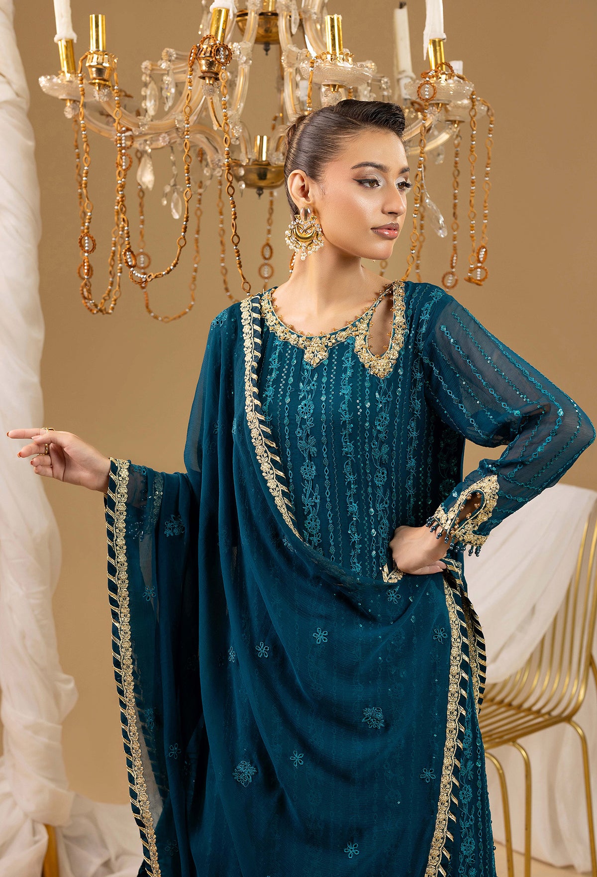3 Piece – Embroidered Chiffon