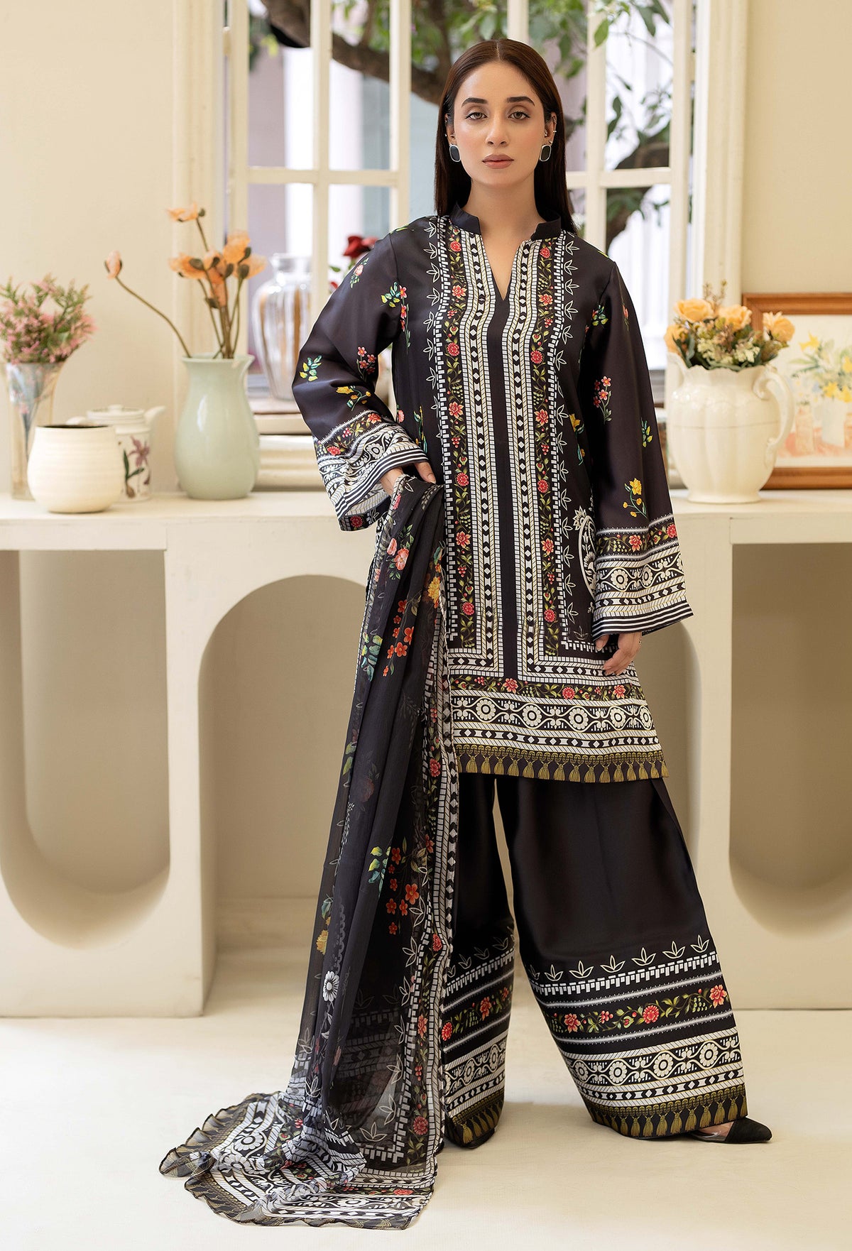 3 Piece – Printed Shamoz Silk