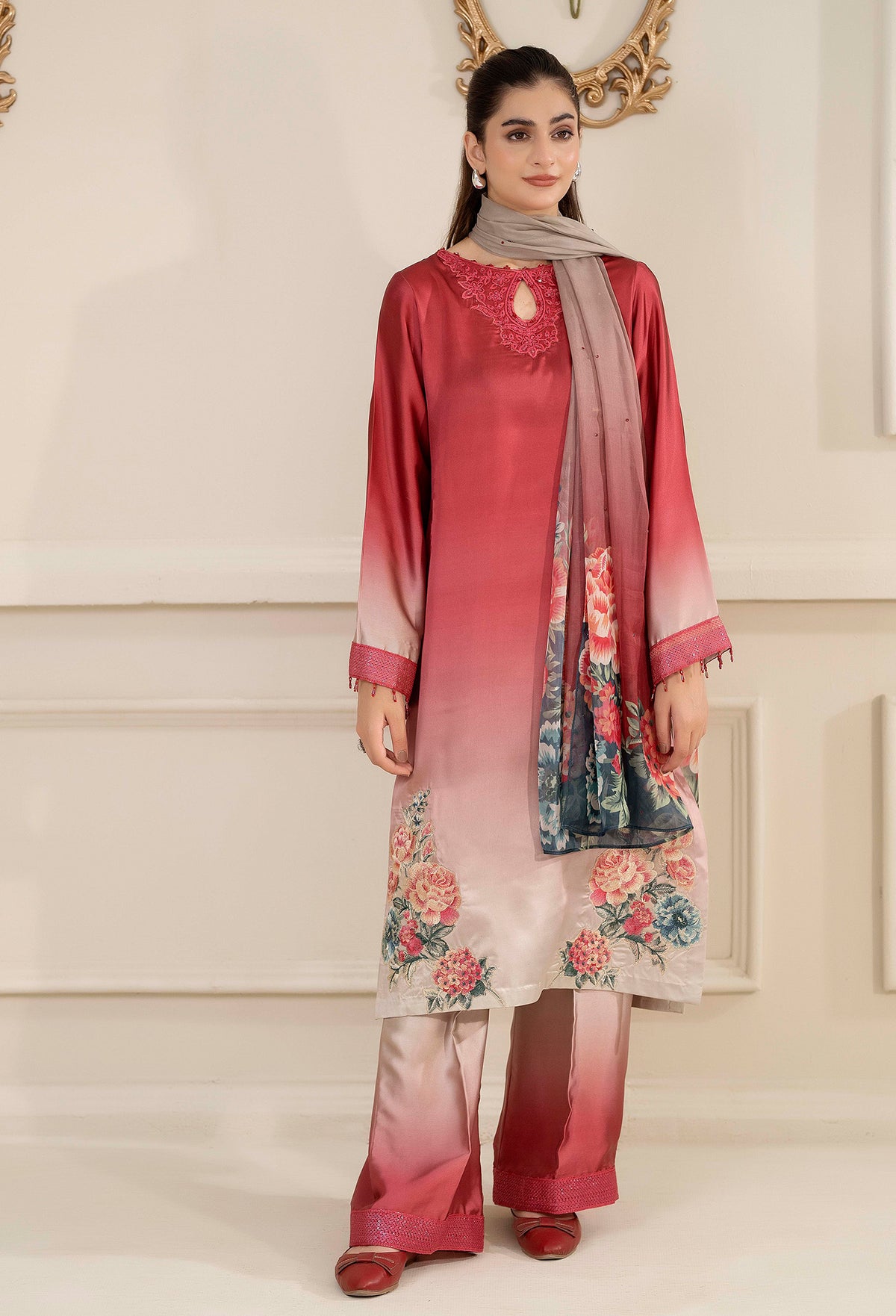 3 Piece – Embroidered Shamoz Silk