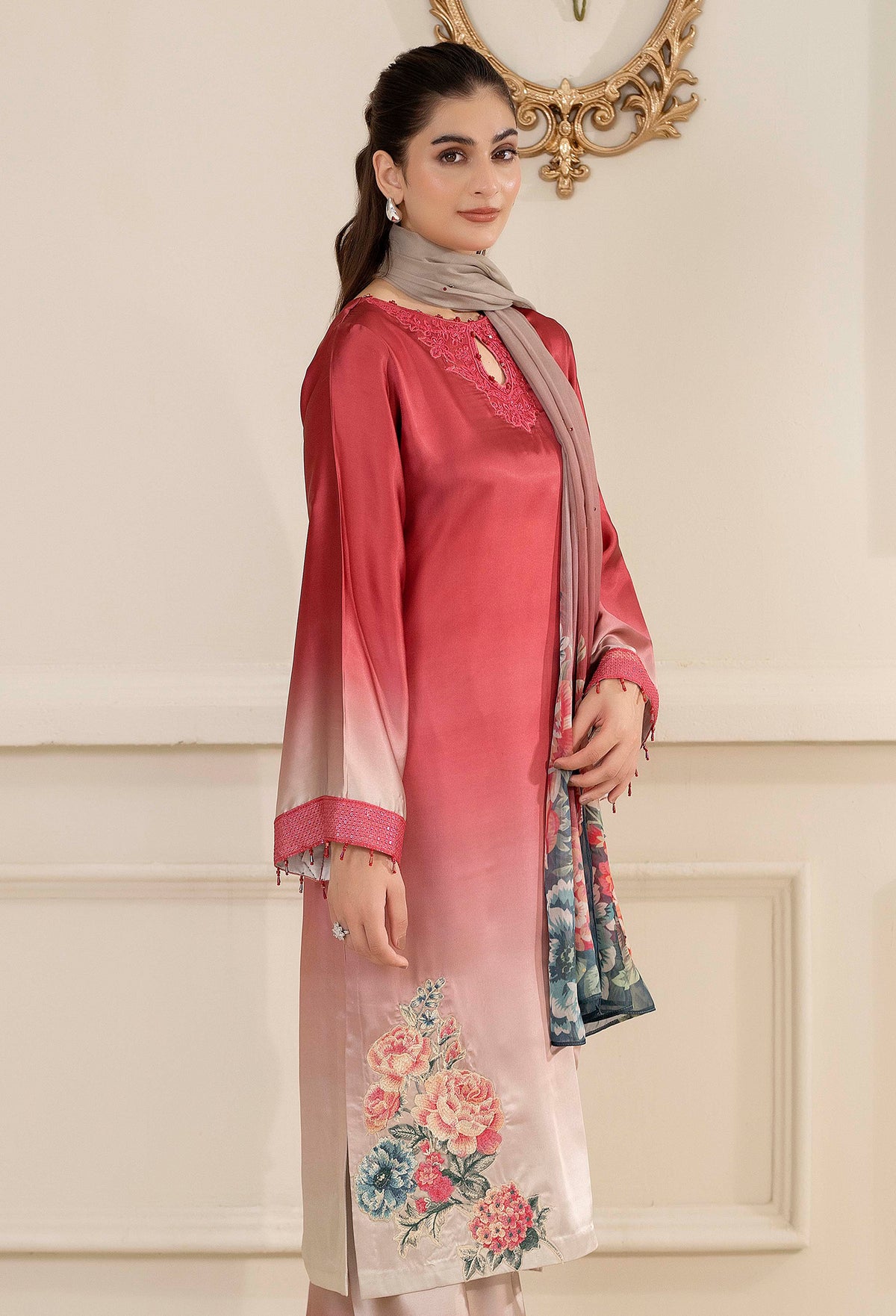 3 Piece – Embroidered Shamoz Silk