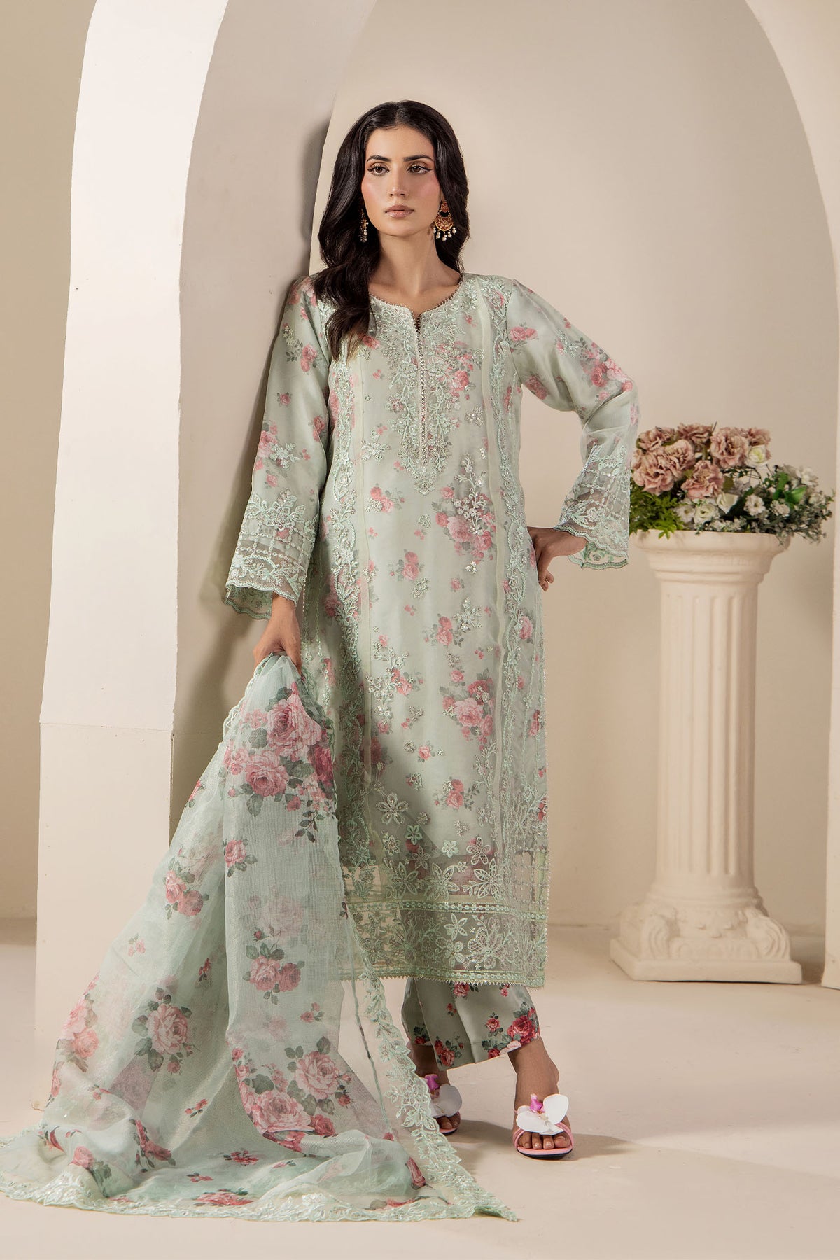 3 Piece – Embroidered Organza