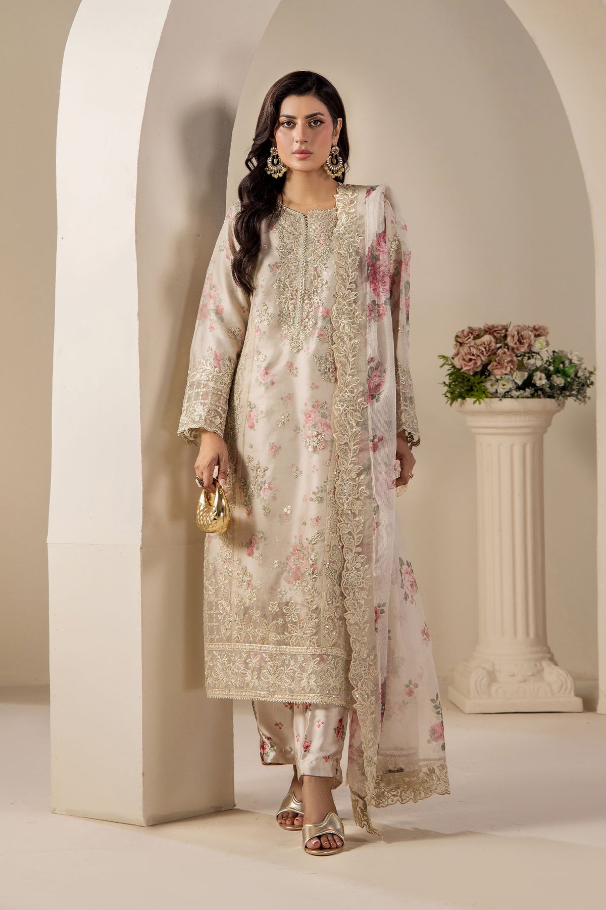 3 Piece – Embroidered Organza