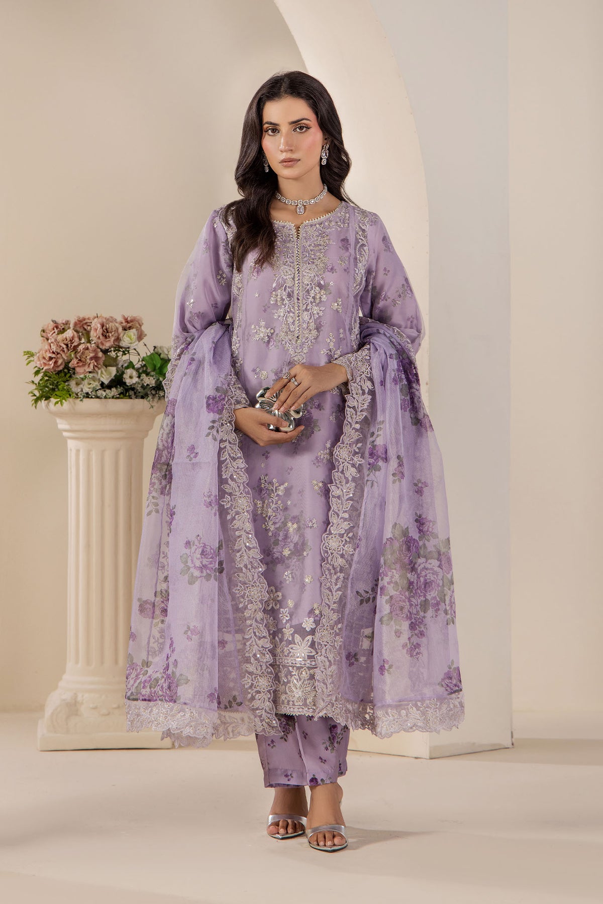 3 Piece – Embroidered Organza