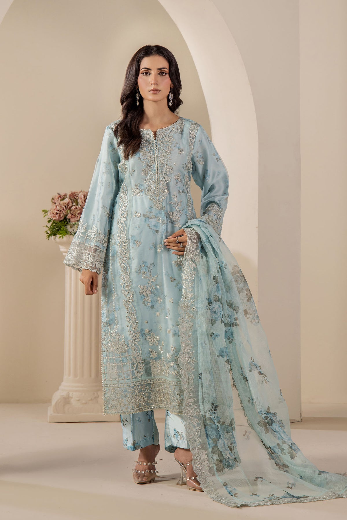 3 Piece – Embroidered Organza