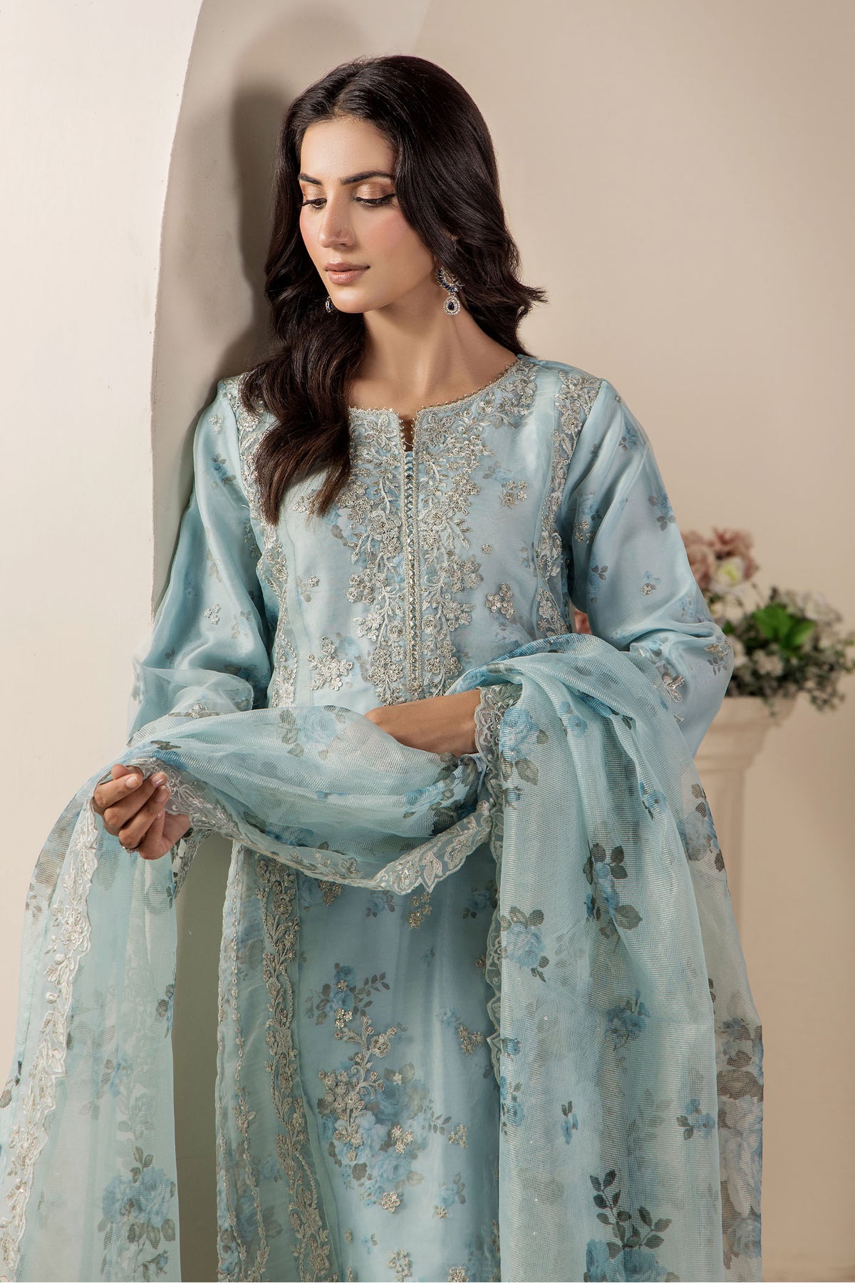 3 Piece – Embroidered Organza