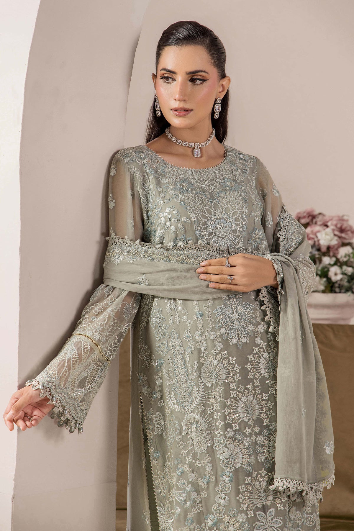 3 Piece – Embroidered Chiffon