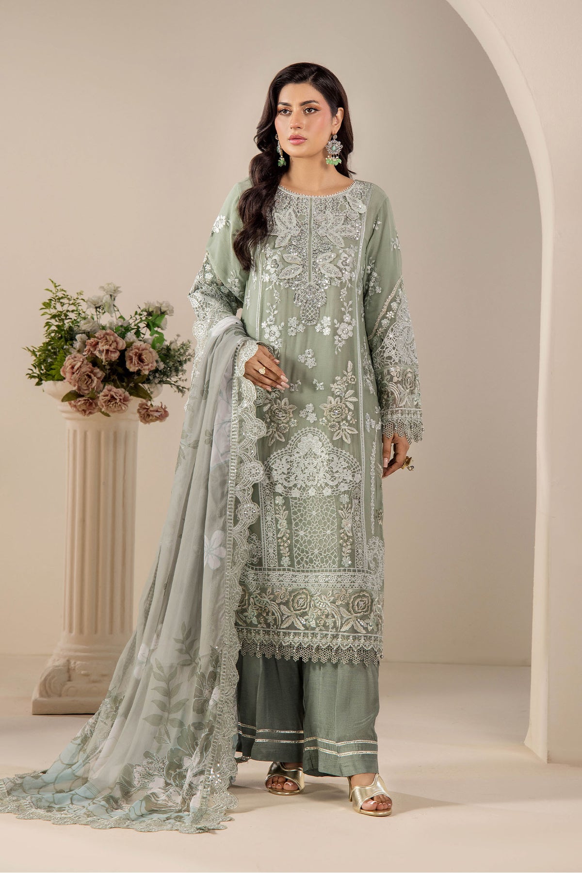 3 Piece – Embroidered Chiffon