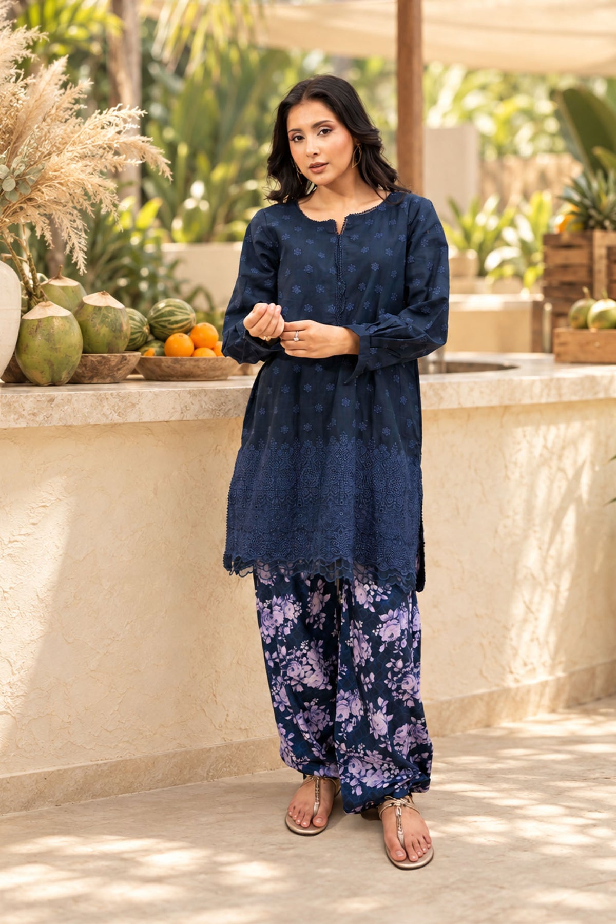 2 PIECE - SCHIFFLI EMBROIDERED KHADDAR