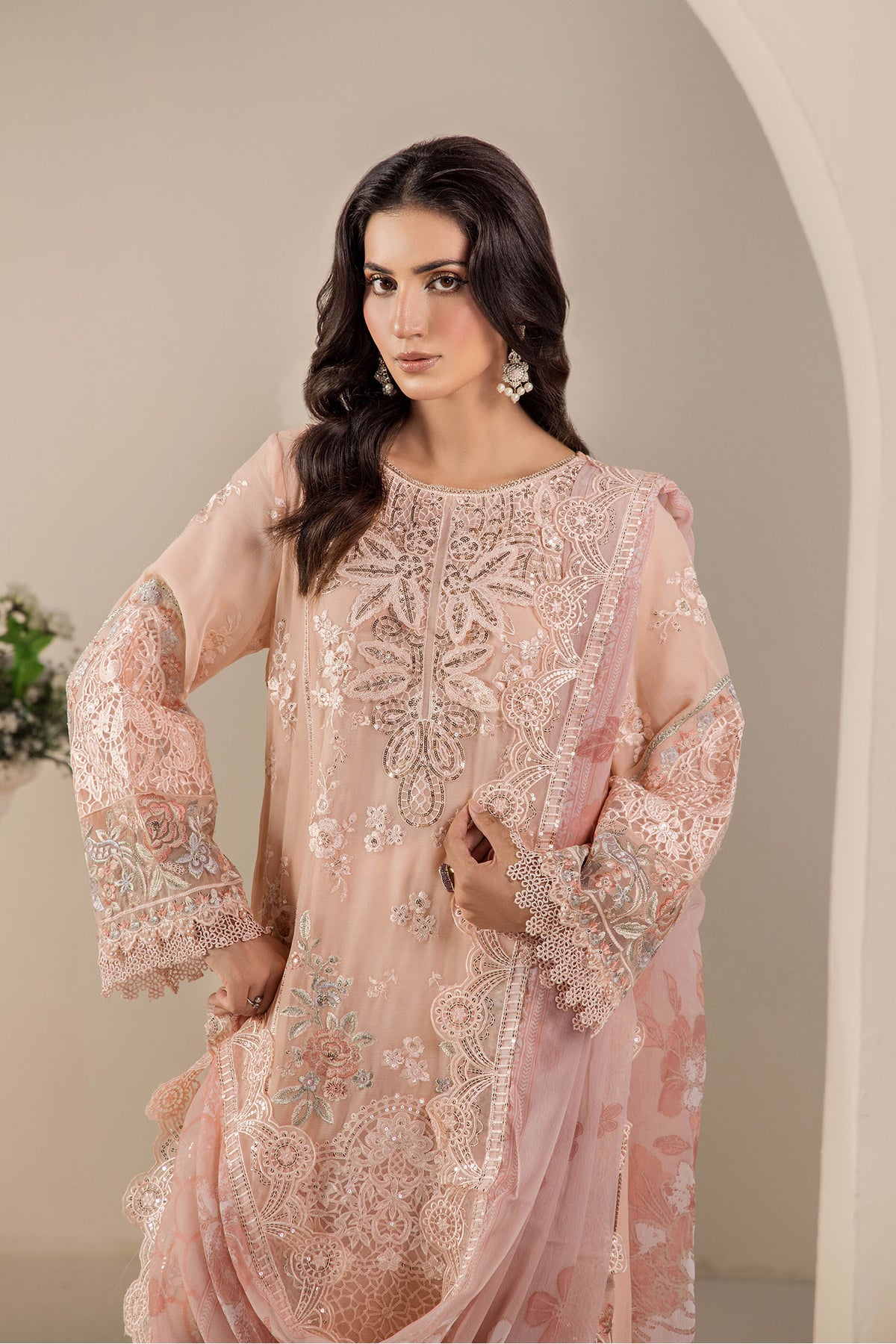 3 Piece – Embroidered Chiffon
