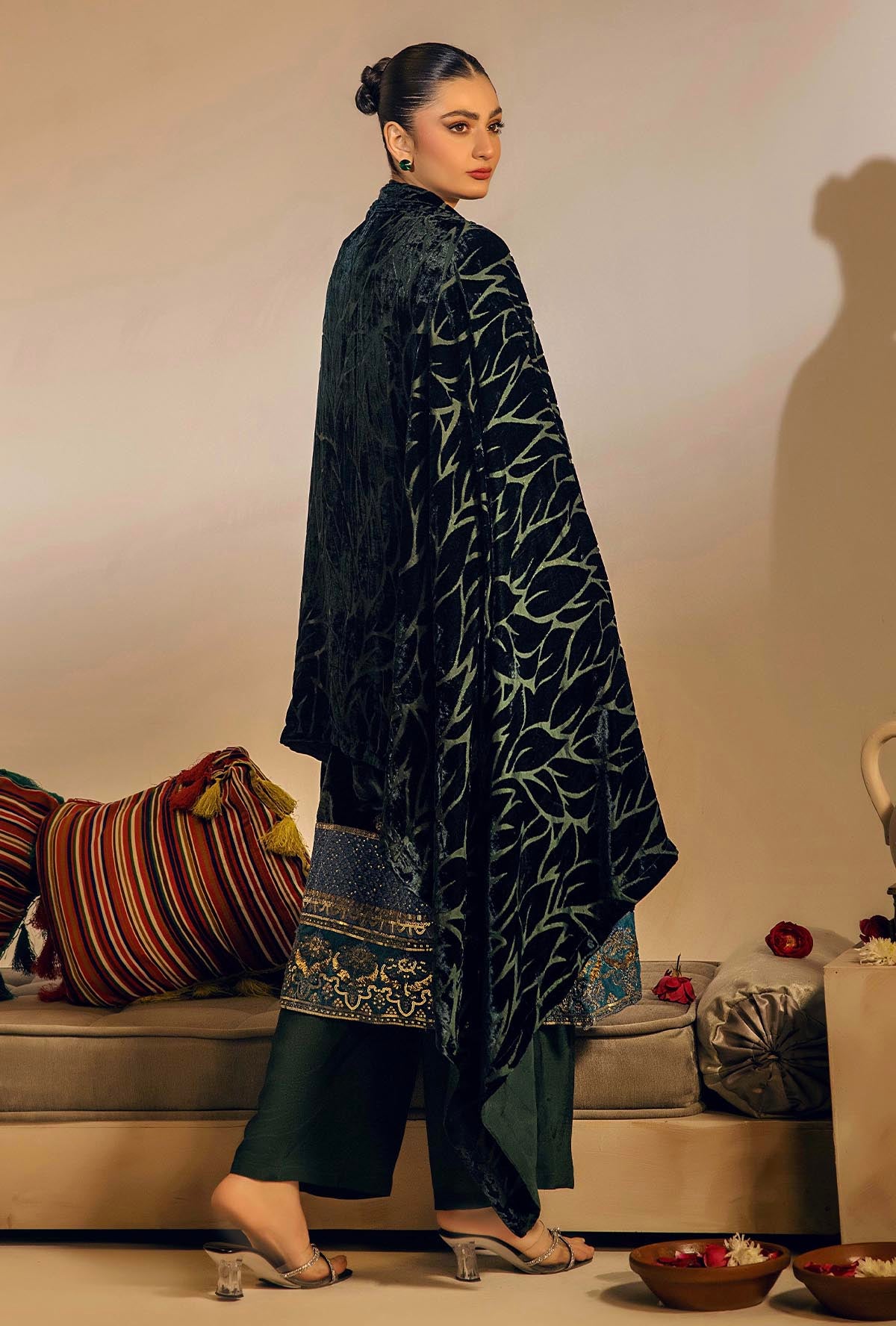 1 Piece – Embroidered Velvet