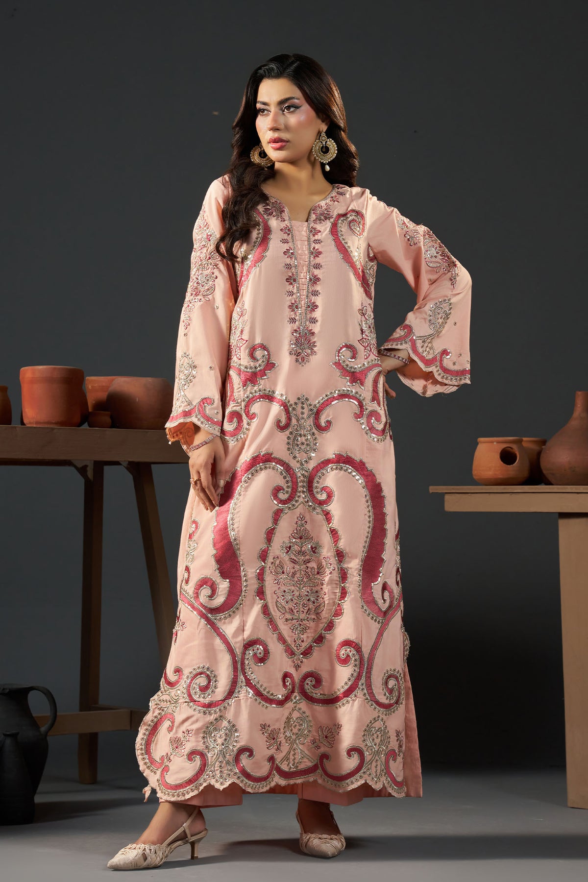 2 PIECE EMBROIDERED KHADAR KAFTAN EMB-584 B