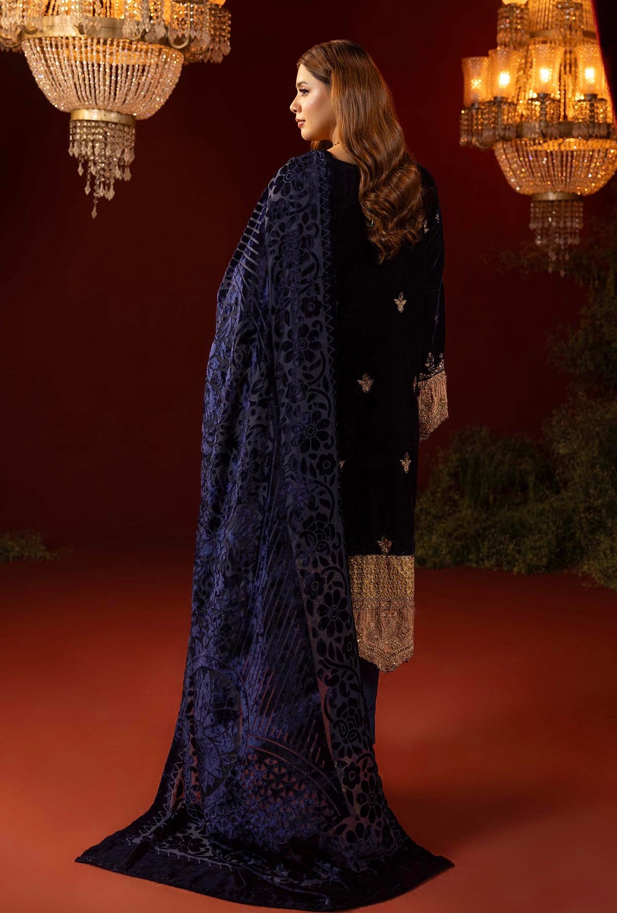 1 Piece – Embroidered Velvet