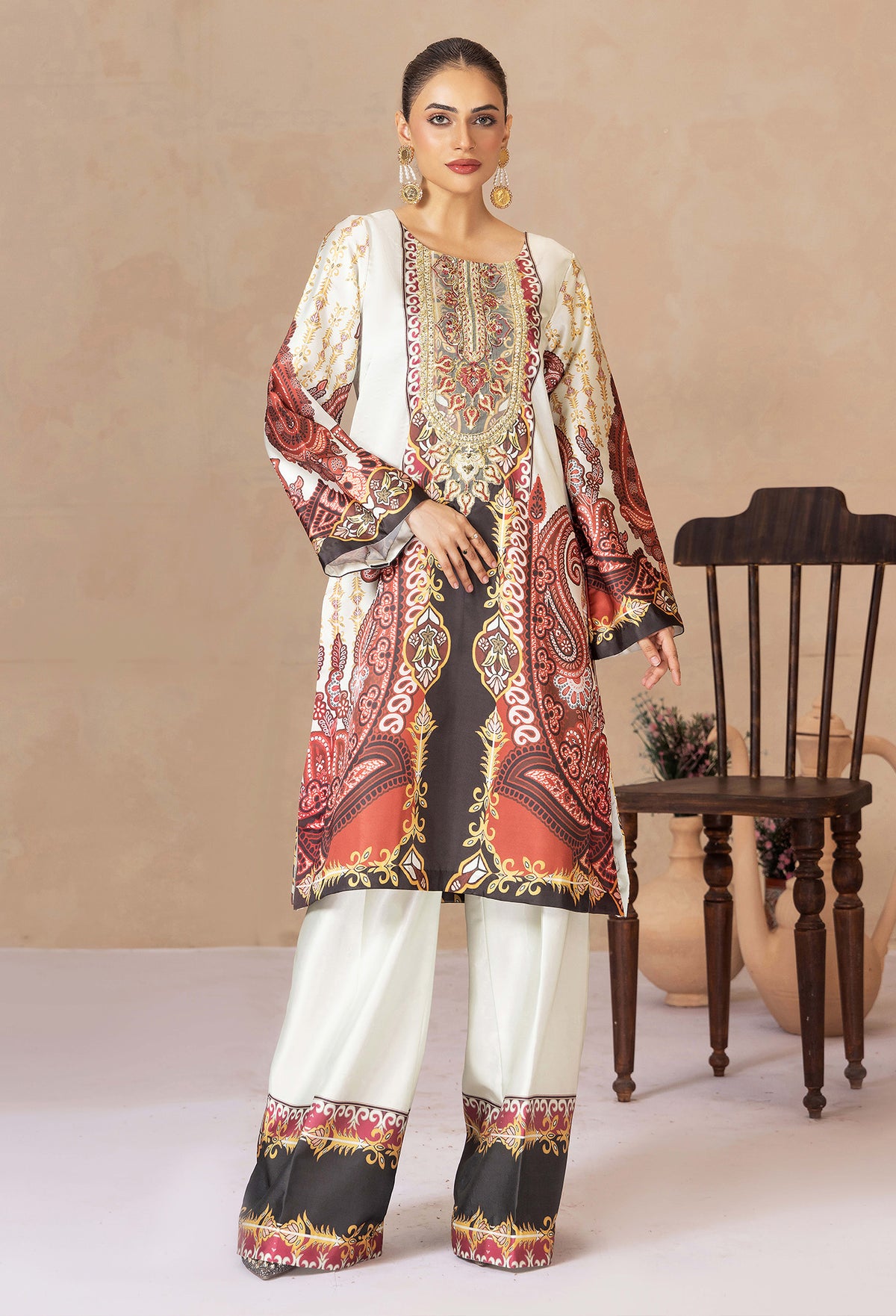 2 Piece – Printed Shamoz Silk