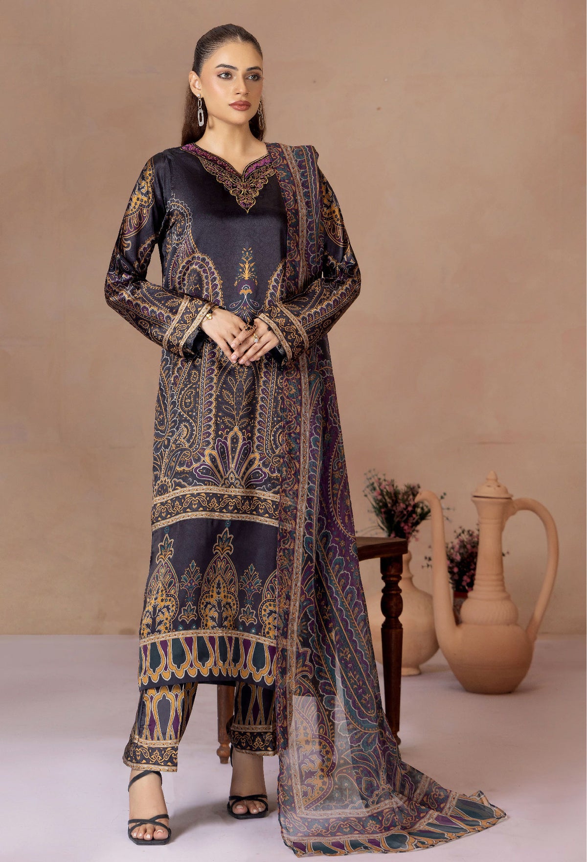 3 Piece – Printed Shamoz Silk