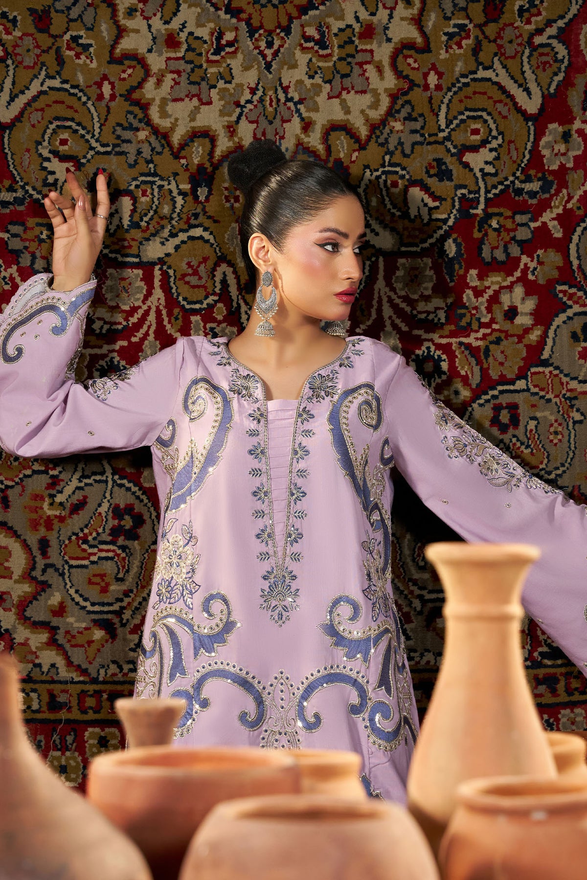 2 PIECE EMBROIDERED KHADAR KAFTAN EMB-584 A