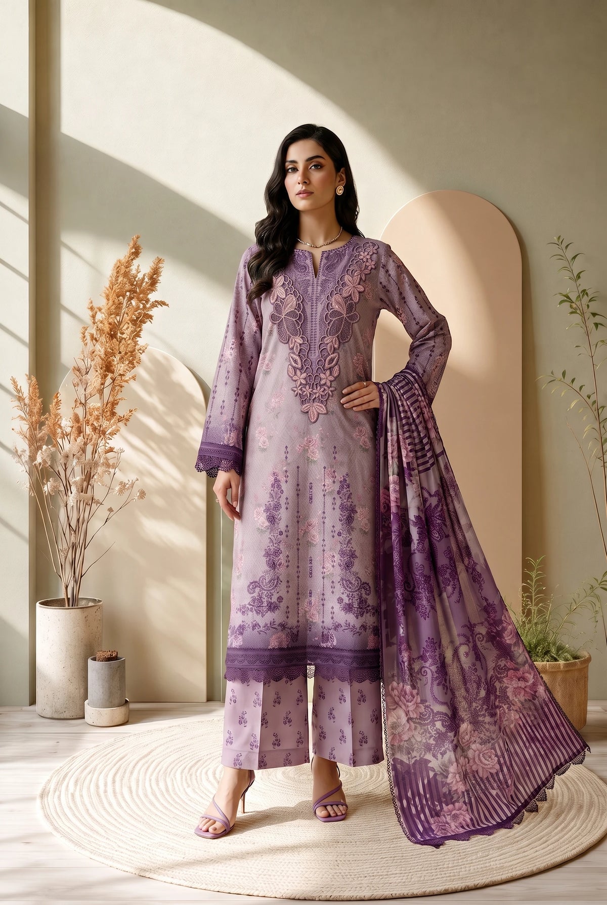 3 Piece – Printed Lawn