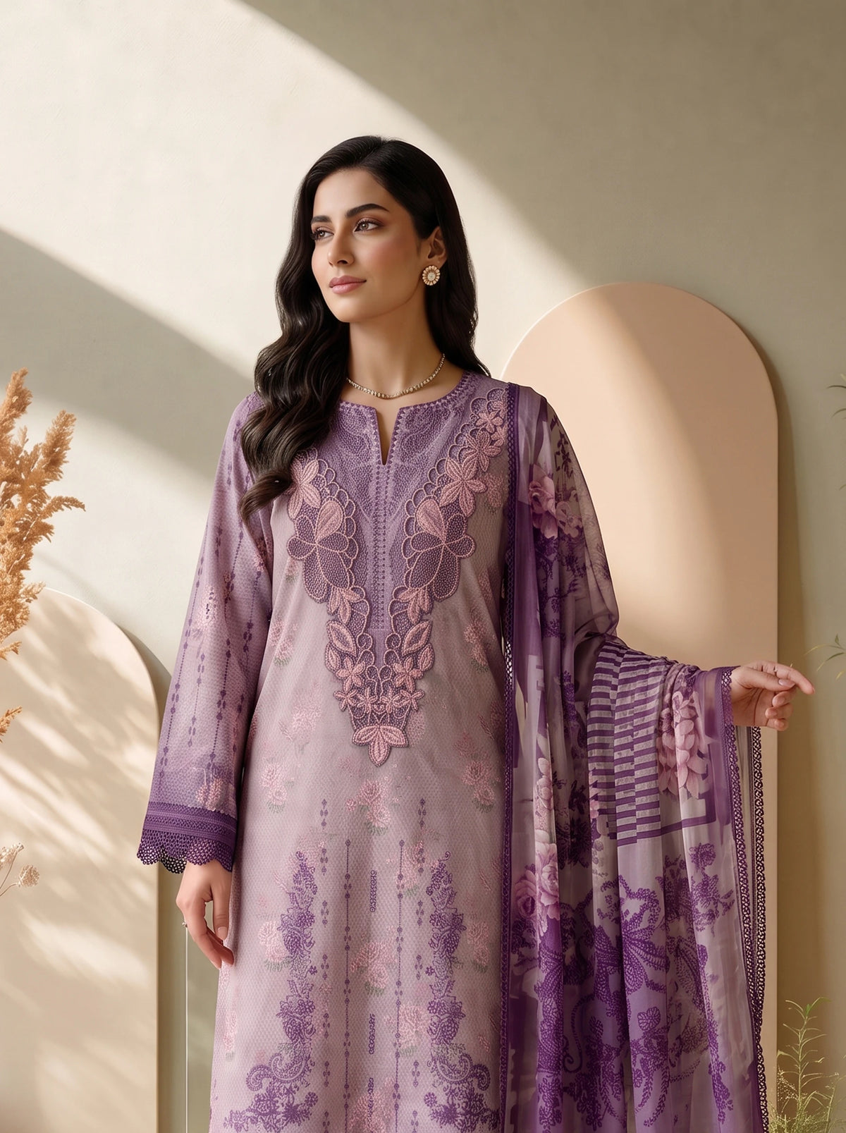 3 Piece – Printed Lawn