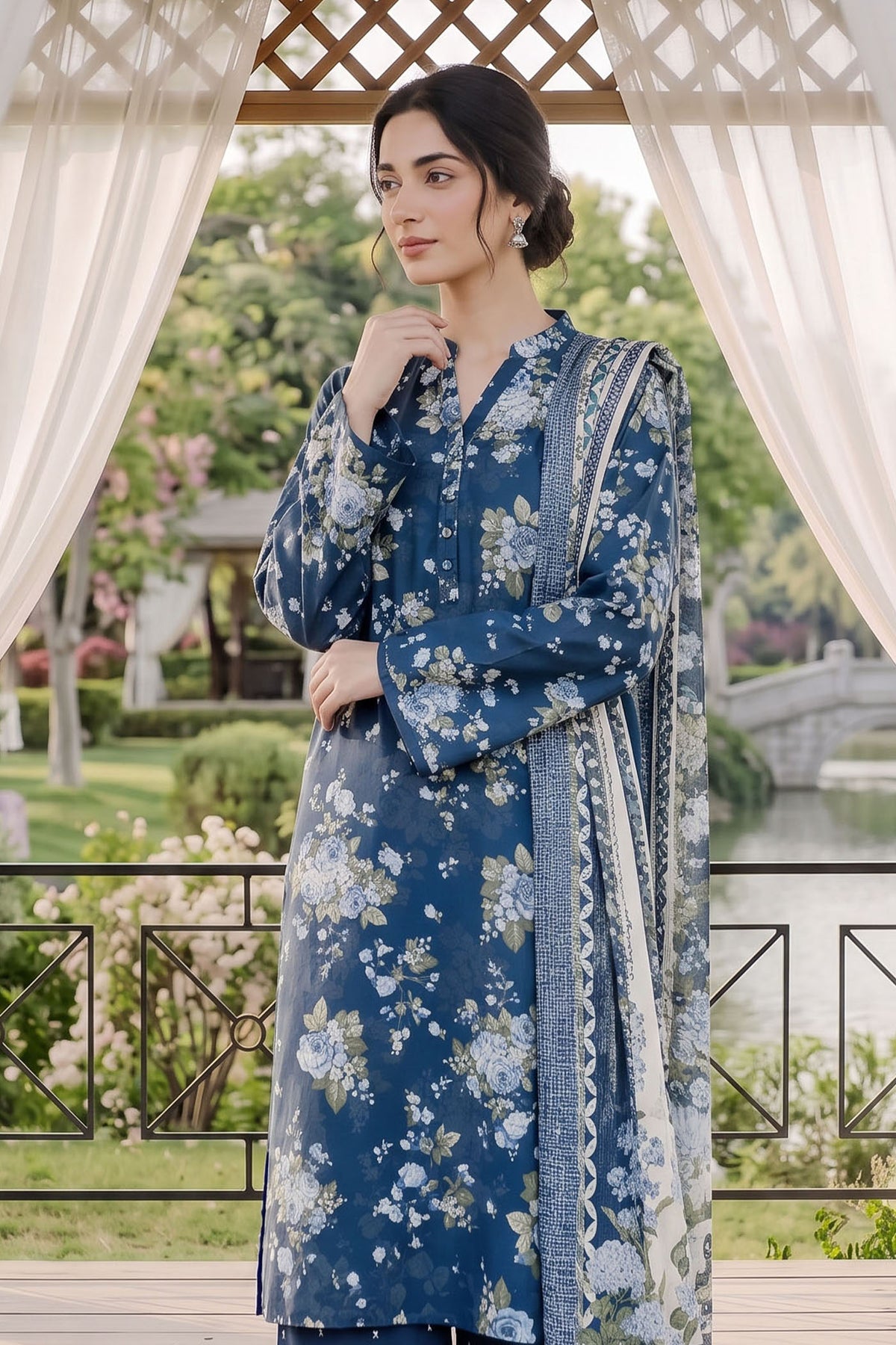 3 Piece – Printed Lawn