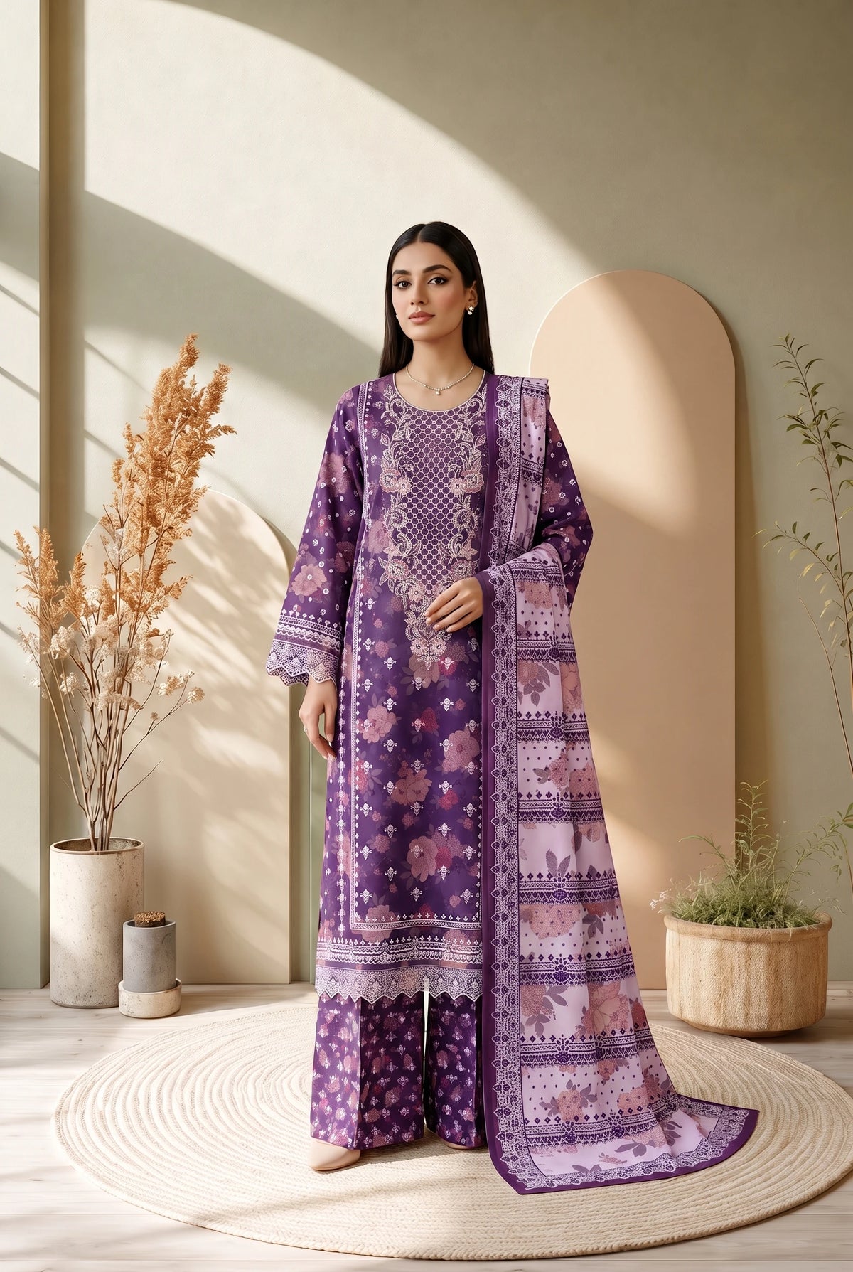 3 Piece – Printed Lawn