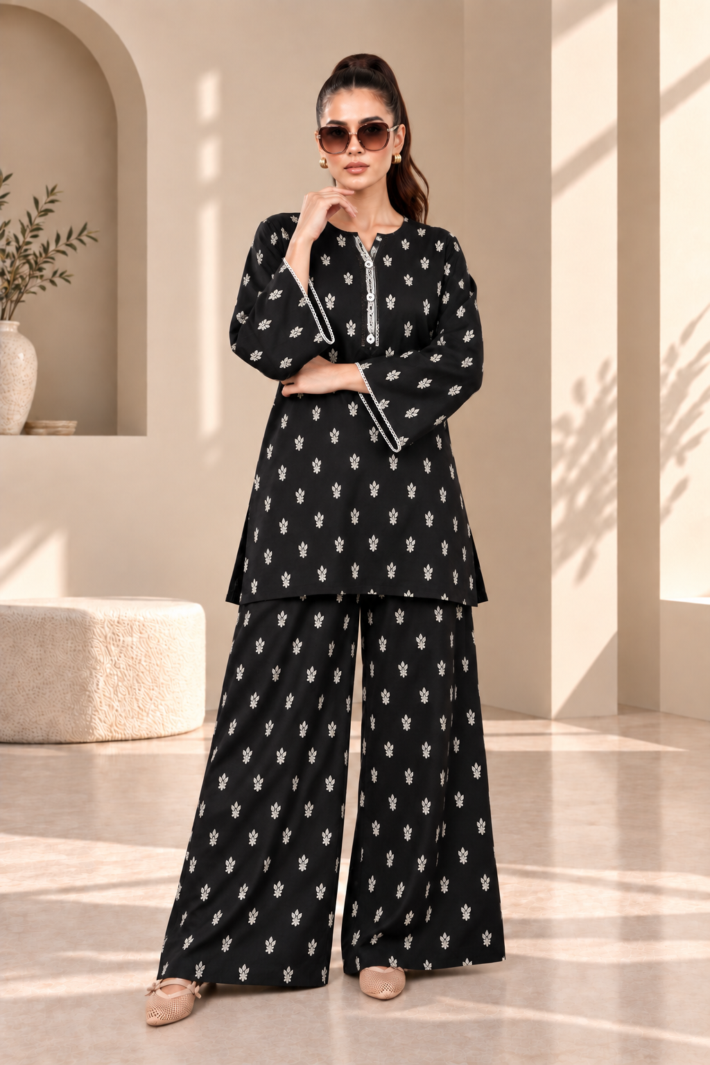 2 Piece – Embroidered Dhanak