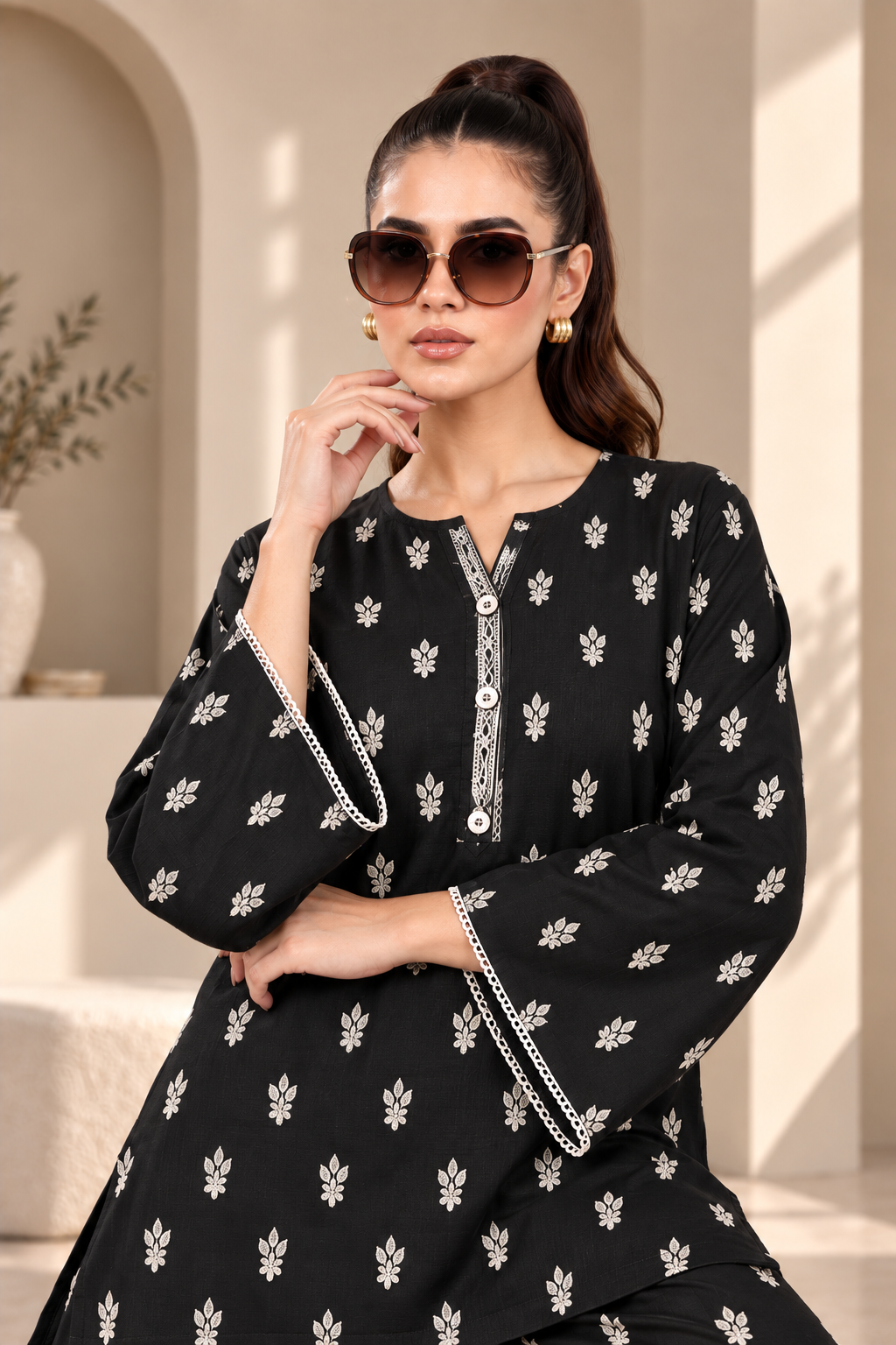 2 Piece – Embroidered Dhanak