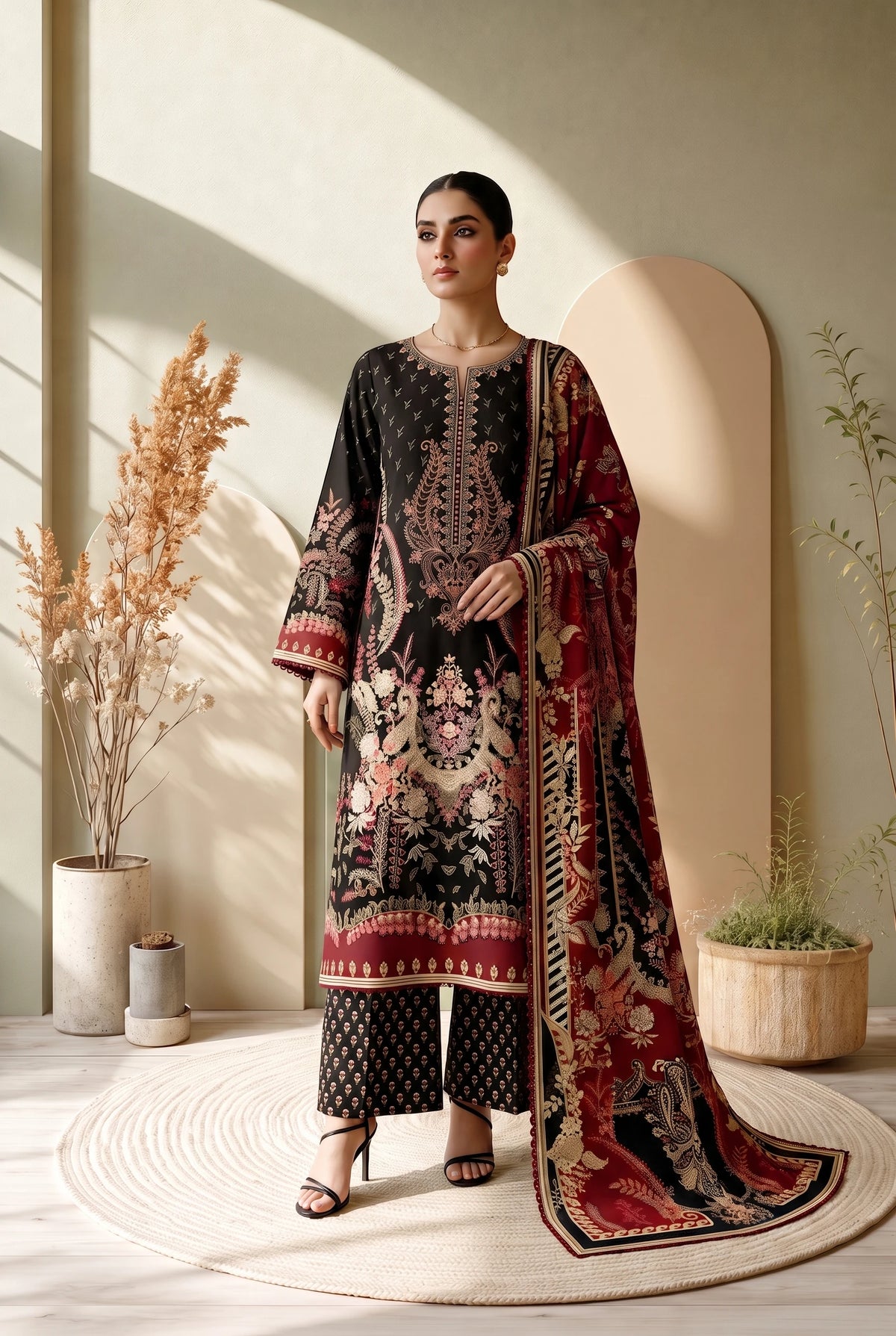 3 Piece – Printed Lawn