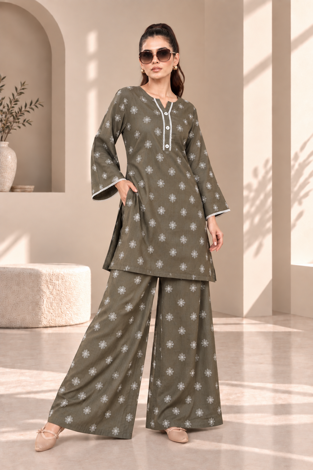 2 Piece – Embroidered Dhanak