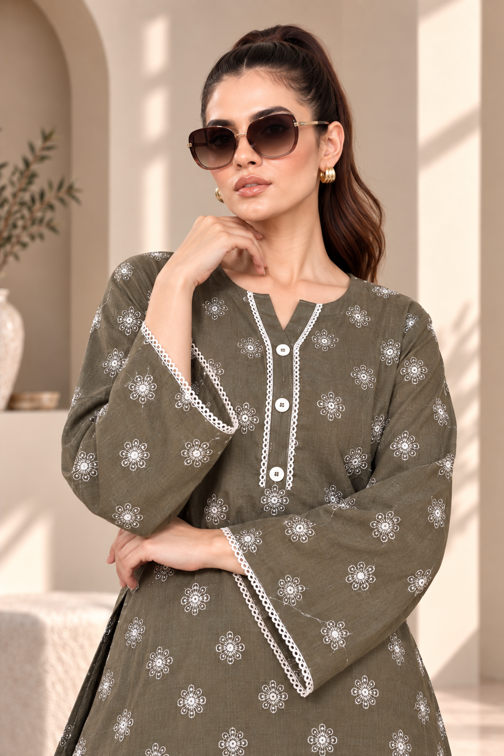 2 Piece – Embroidered Dhanak