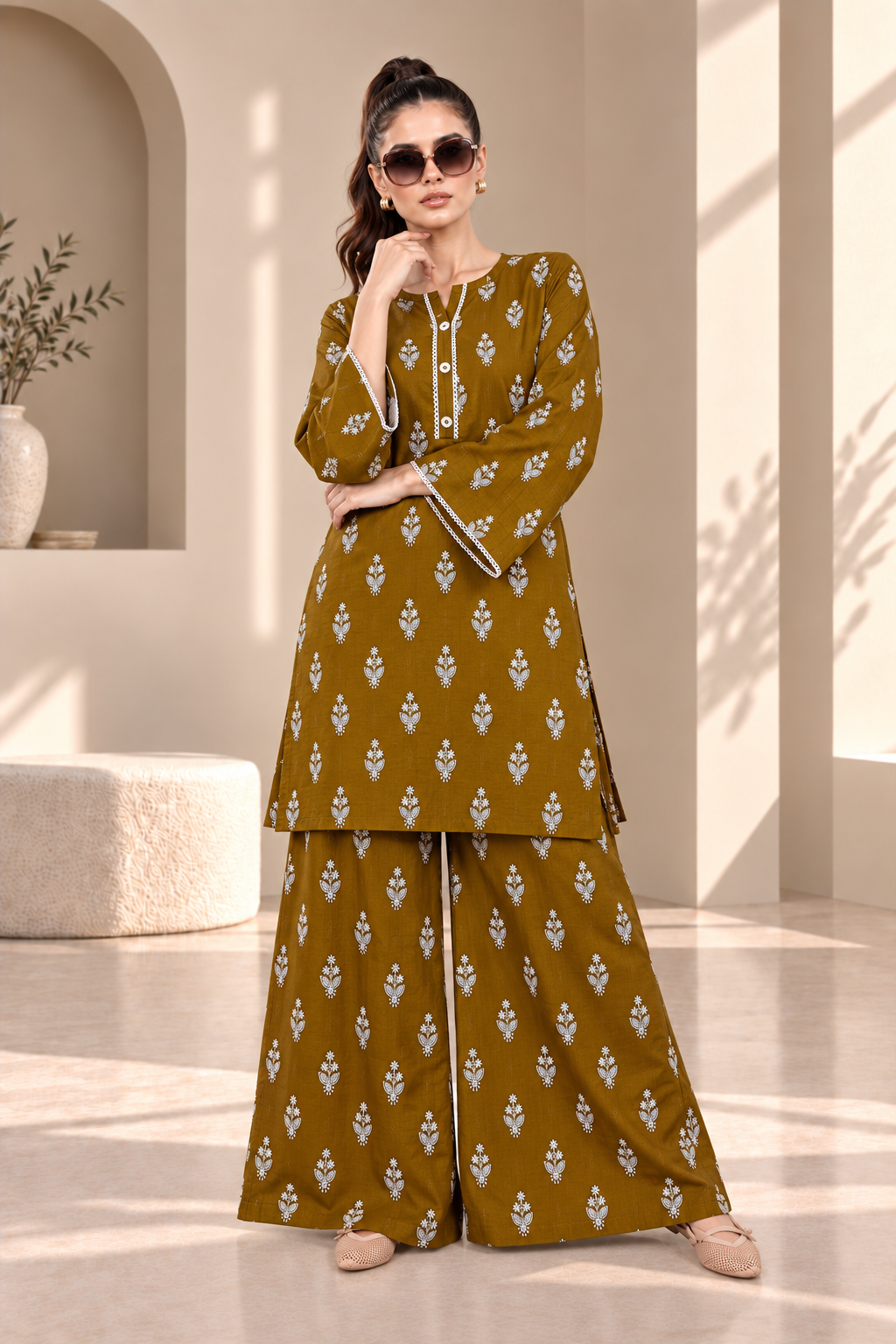 2 Piece – Embroidered Dhanak