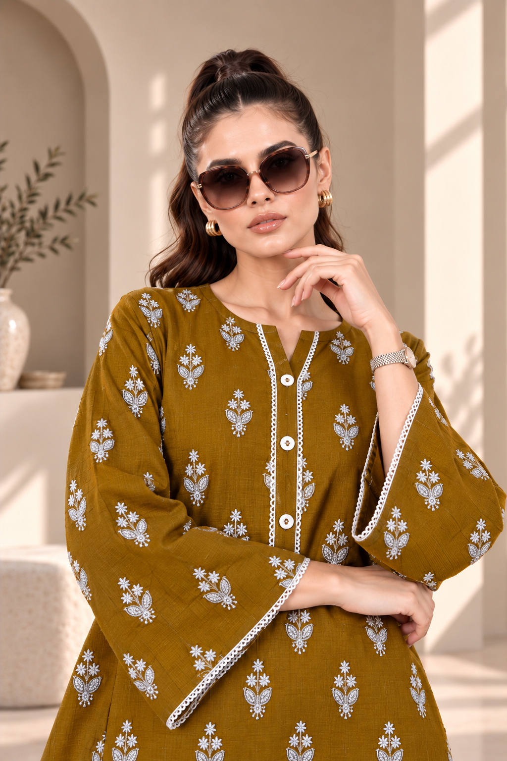 2 Piece – Embroidered Dhanak