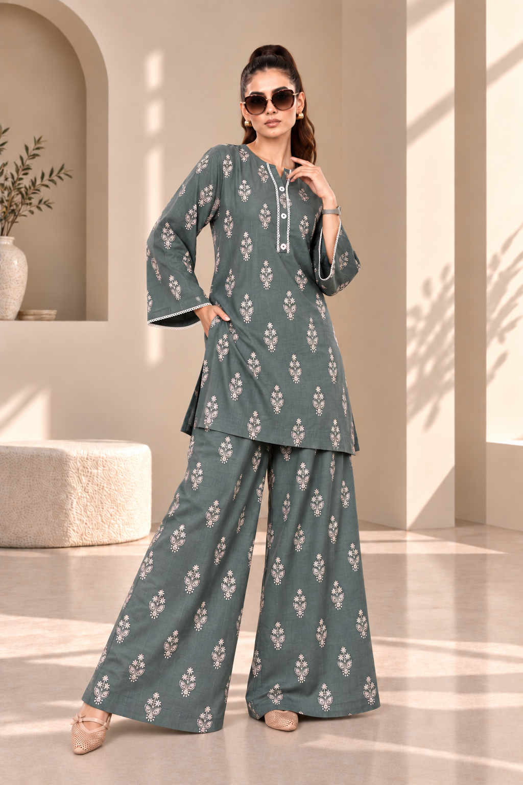 2 Piece – Embroidered Dhanak