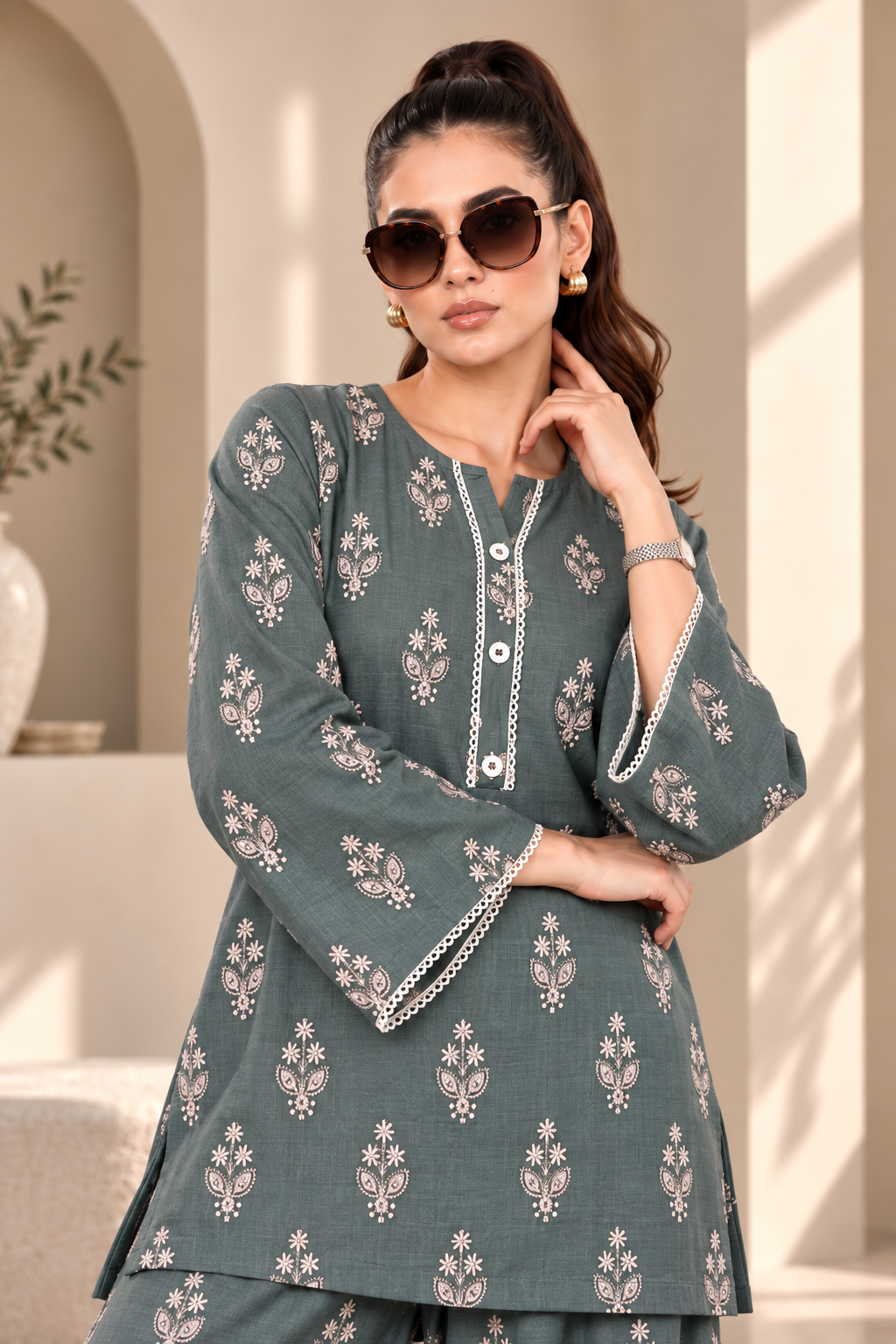 2 Piece – Embroidered Dhanak