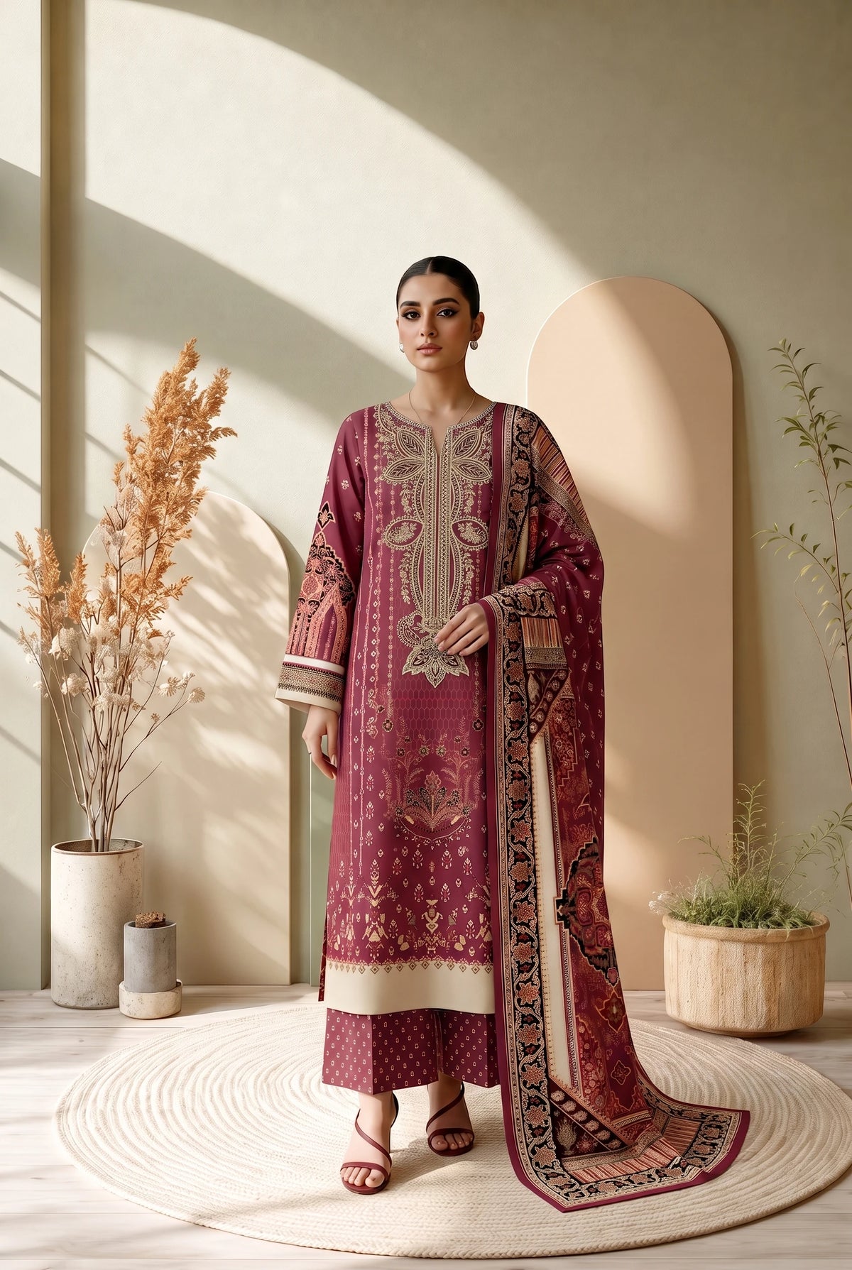 3 Piece – Printed Lawn