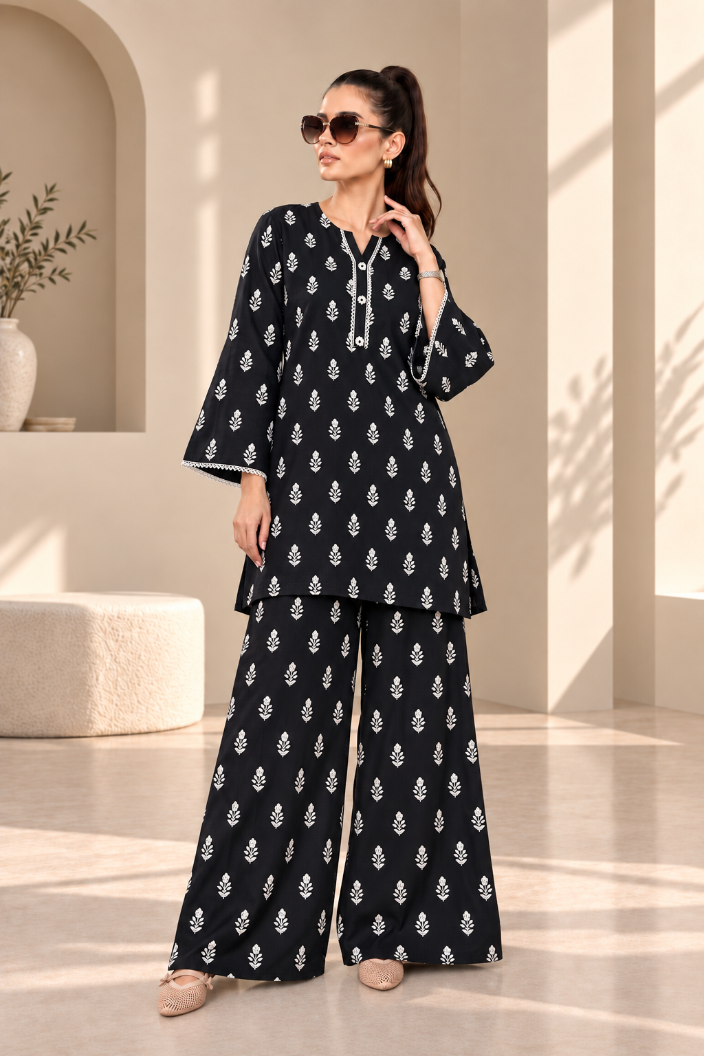 2 Piece – Embroidered Dhanak