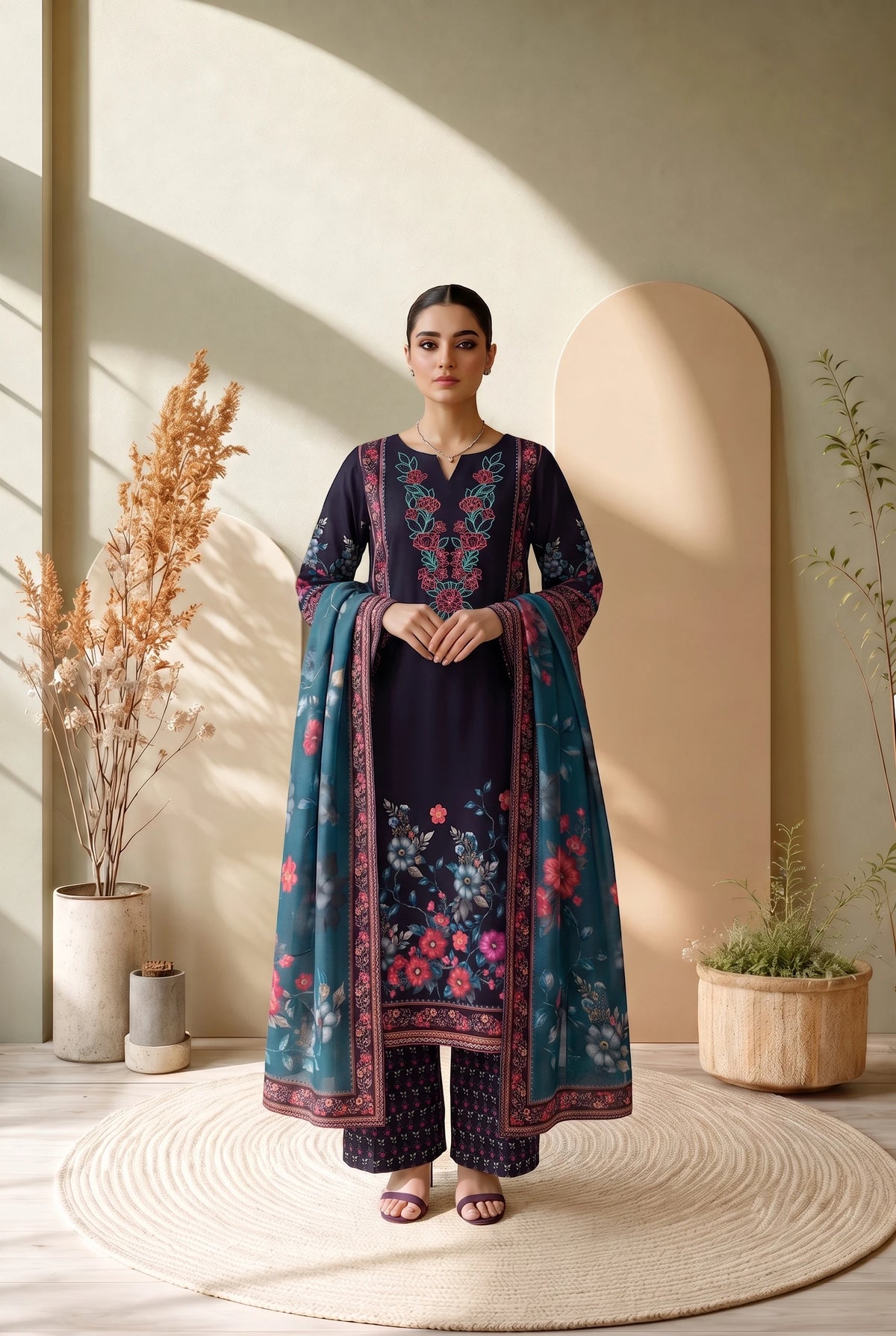 3 Piece – Printed Lawn