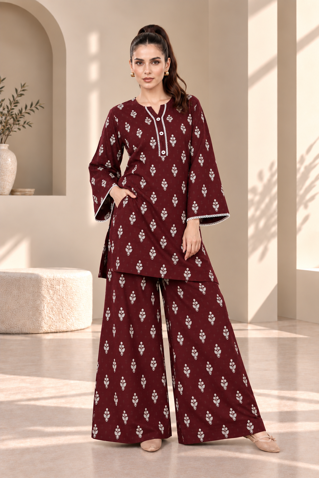 2 Piece – Embroidered Dhanak