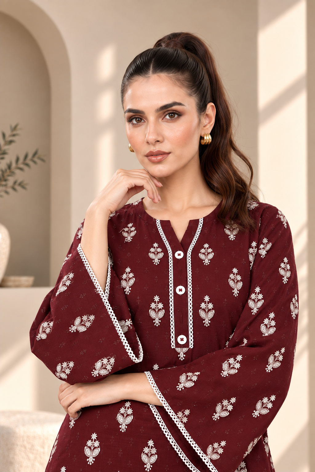 2 Piece – Embroidered Dhanak