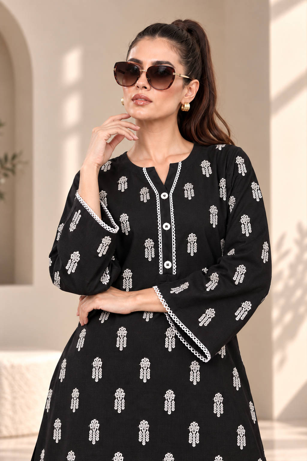 2 Piece – Embroidered Dhanak