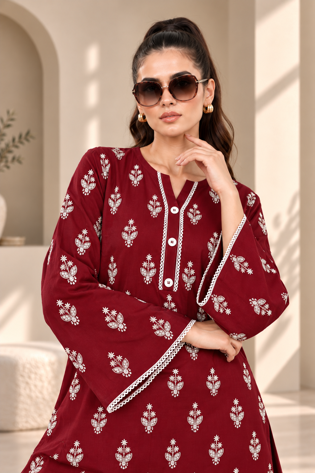 2 Piece – Embroidered Dhanak