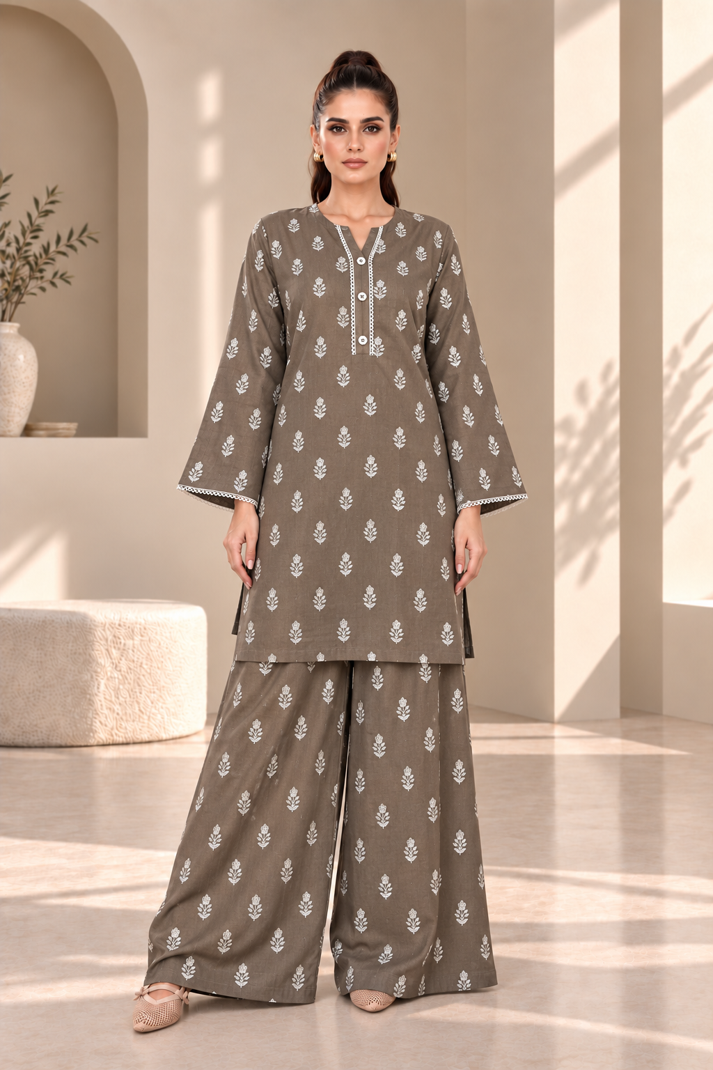 2 Piece – Embroidered Dhanak