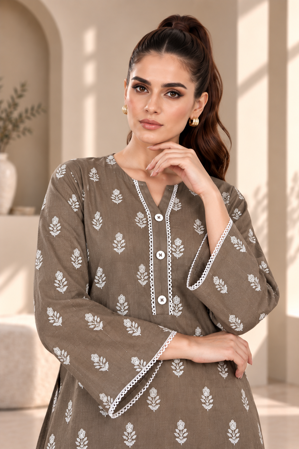 2 Piece – Embroidered Dhanak
