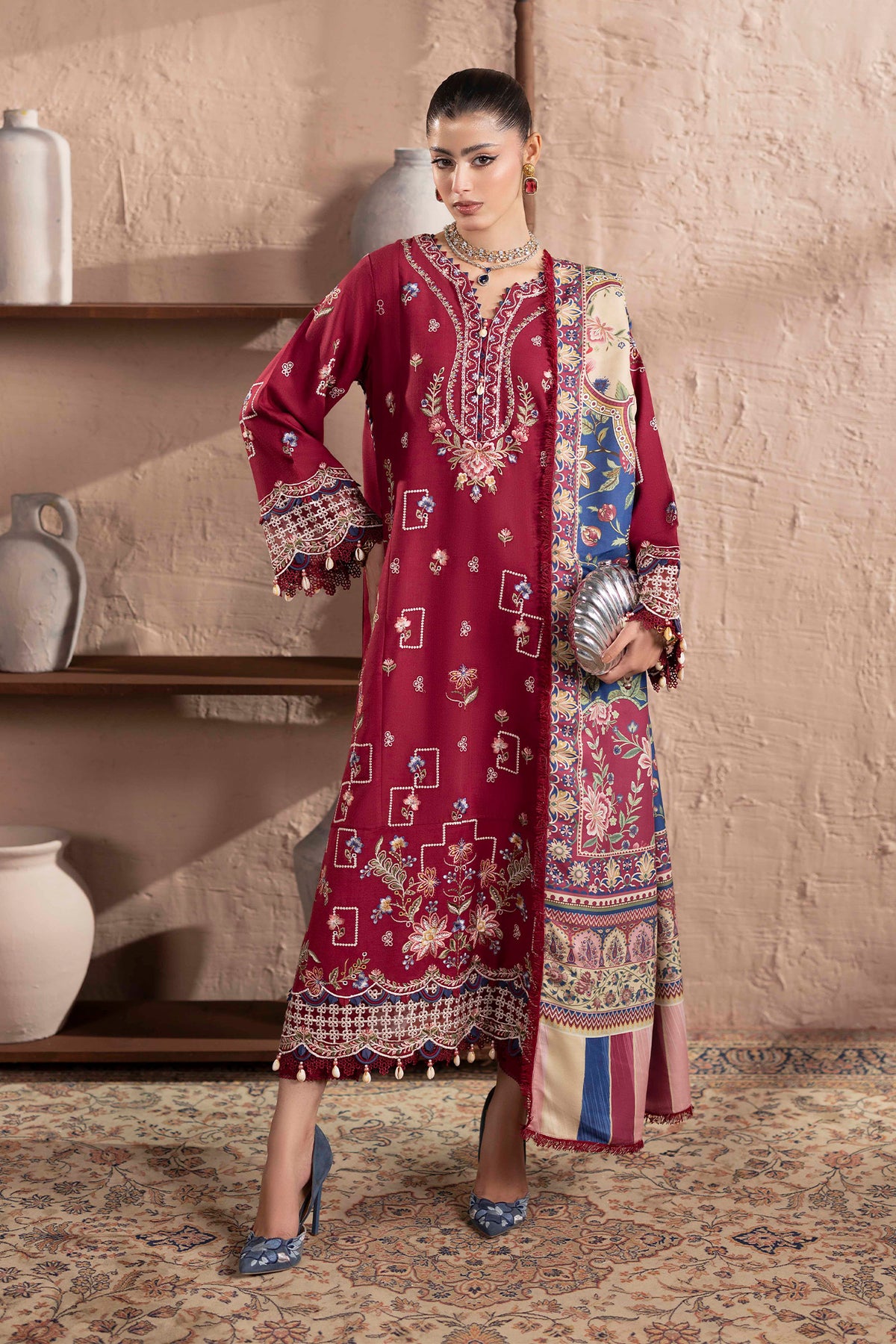 3 Piece – Embroidered Dhanak