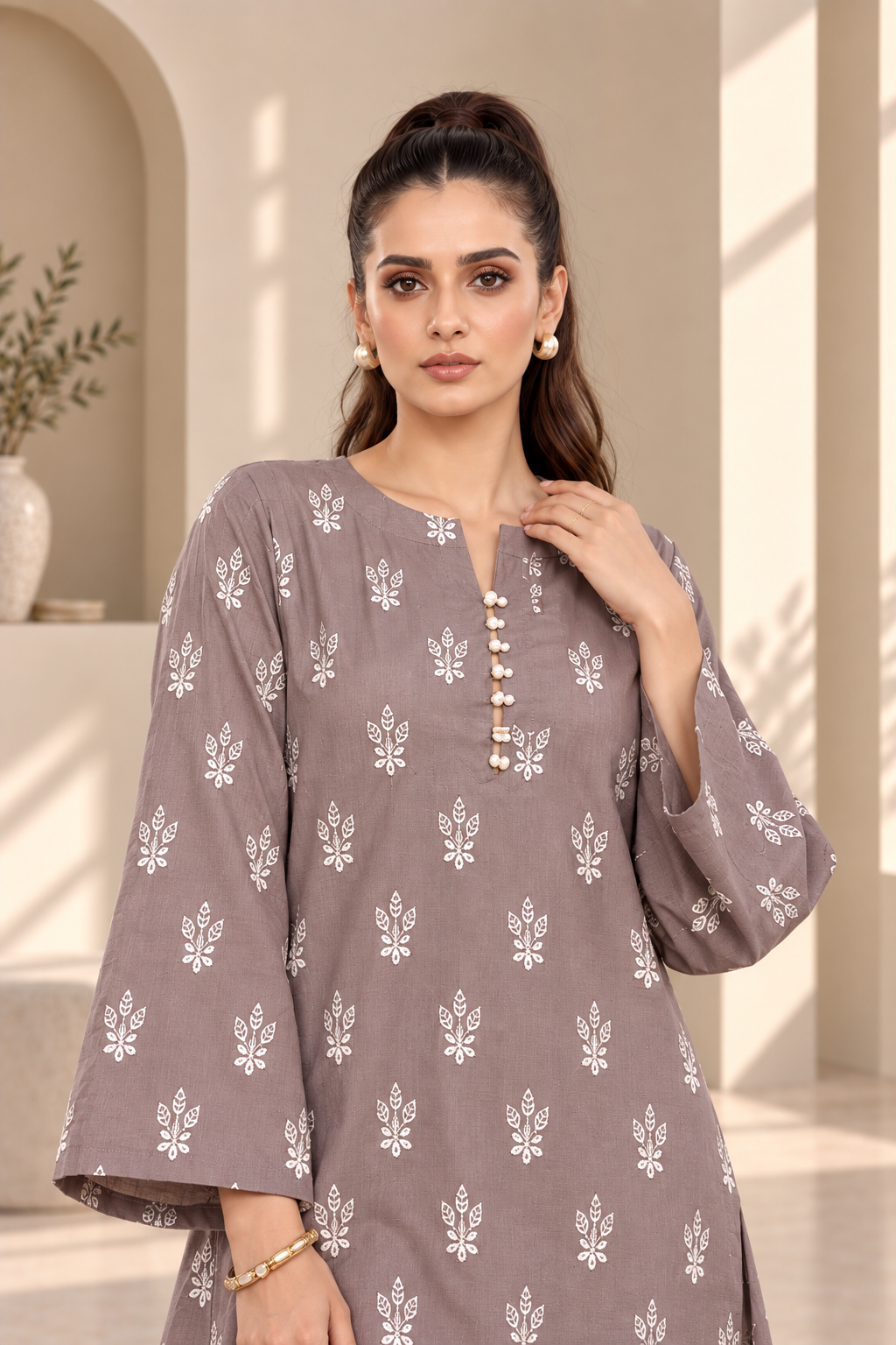 2 Piece – Embroidered Dhanak
