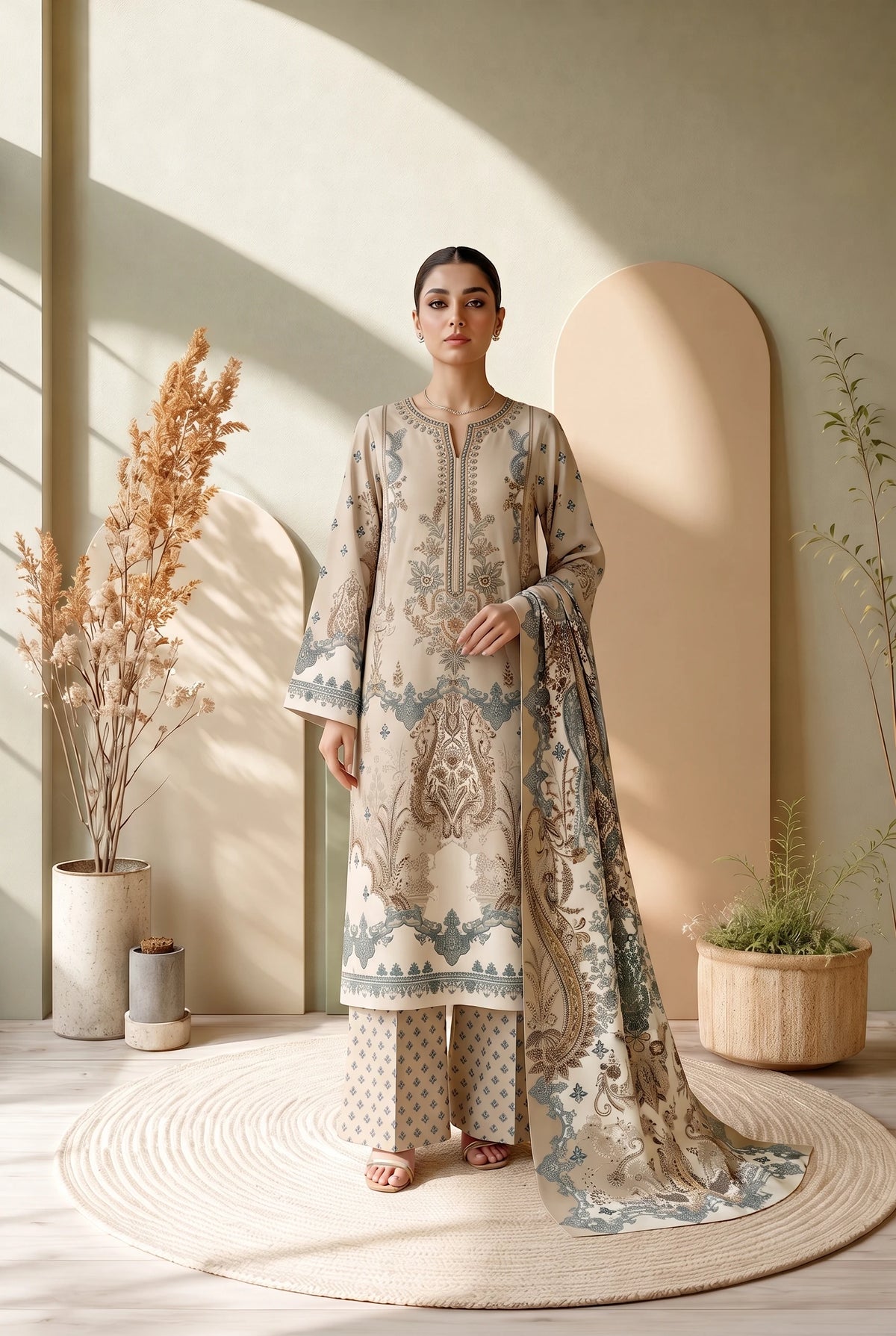 3 Piece – Printed Lawn