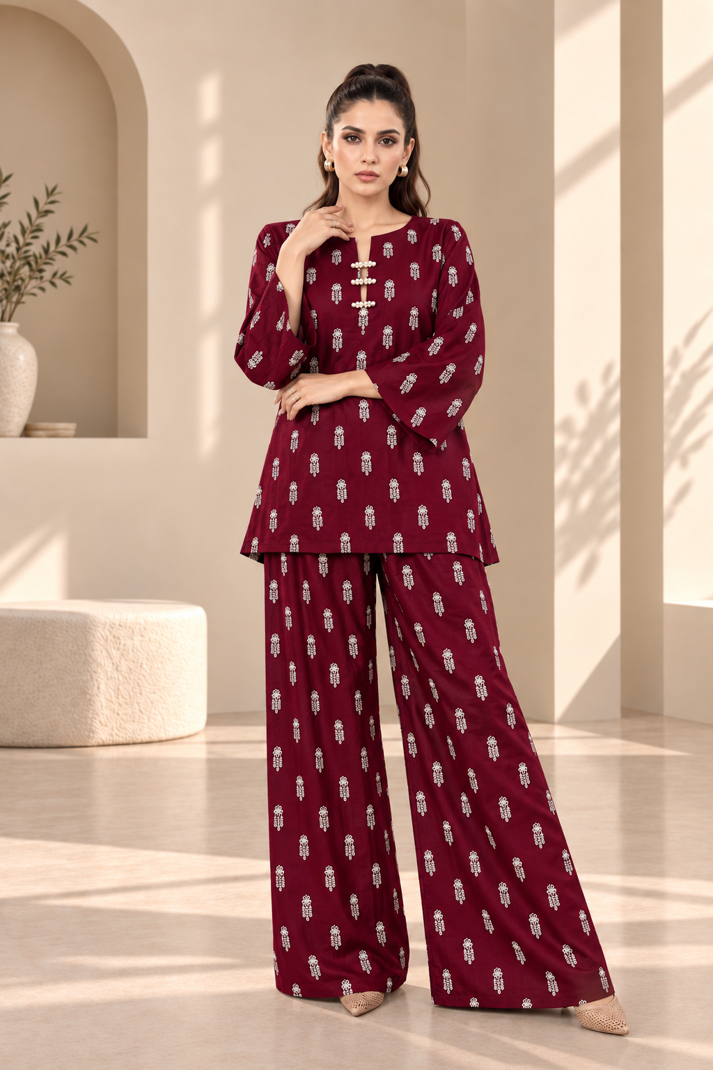 2 Piece – Embroidered Dhanak